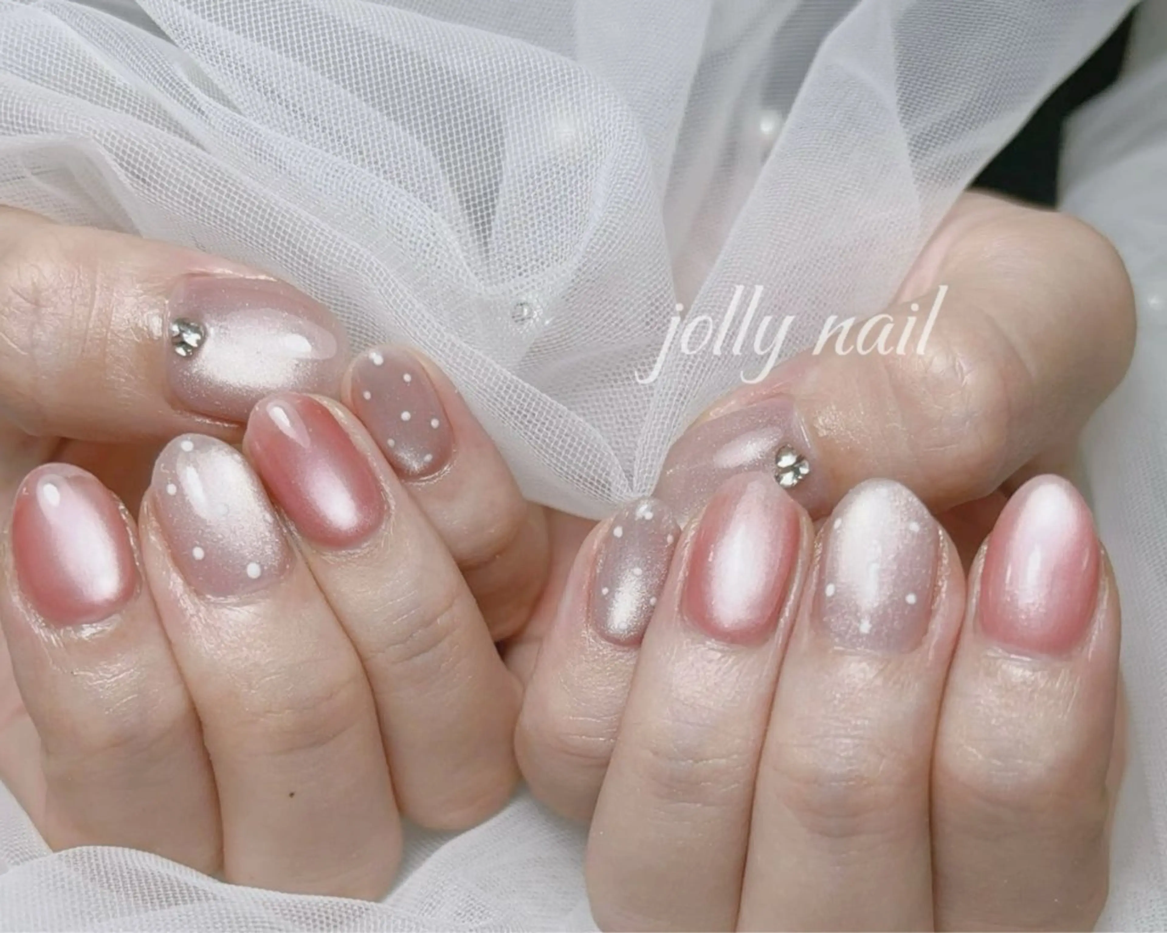 ネイル ハンドネイル Jolly チップ長さだしのネイルデザイン