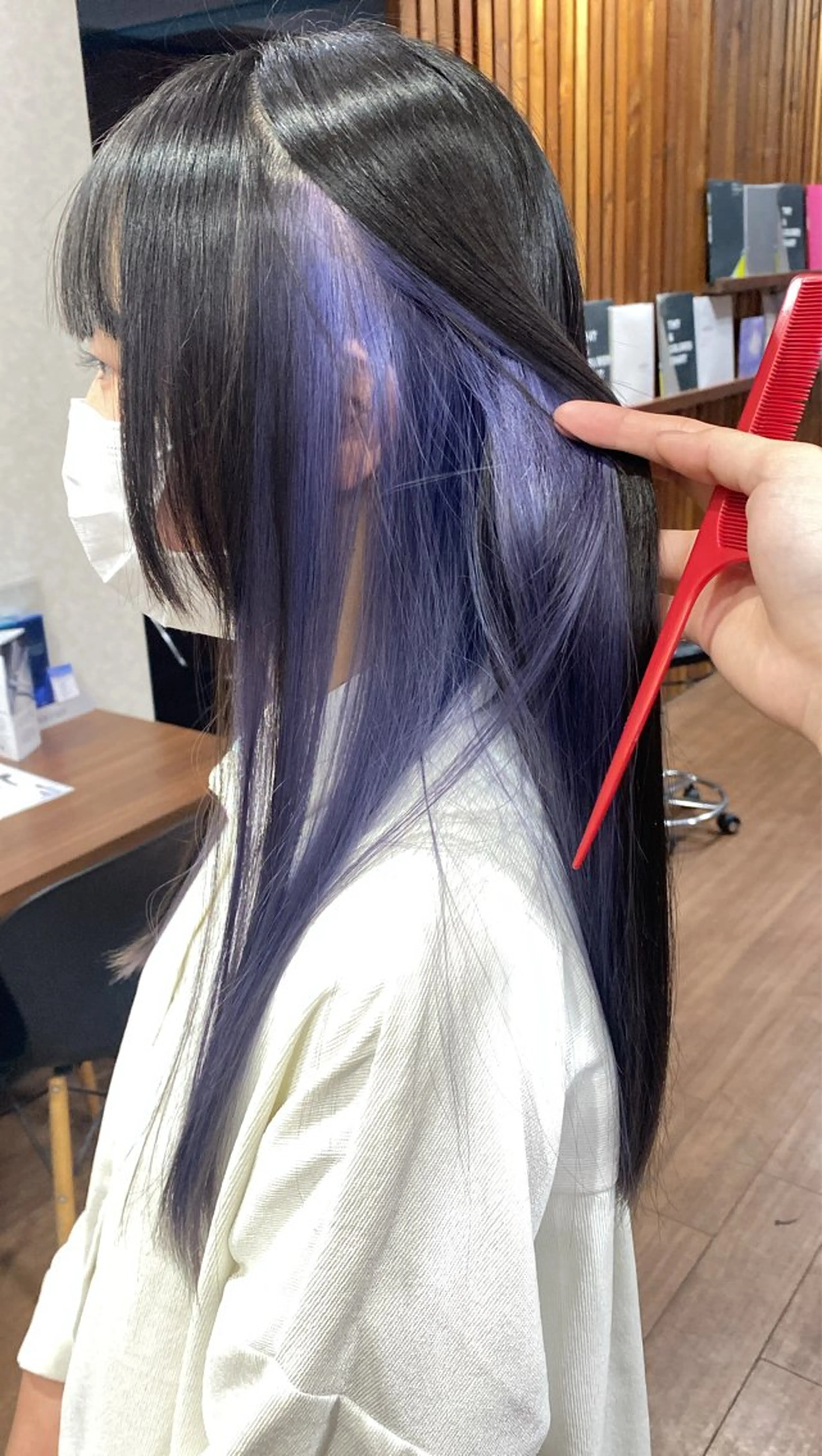 ロング カラー ブルーカラー ブルーバイオレット インナーカラー バイオレットカラー ヘアカラー トリートメント 限界オタク美容師 💜Natsuki☁のヘアスタイル