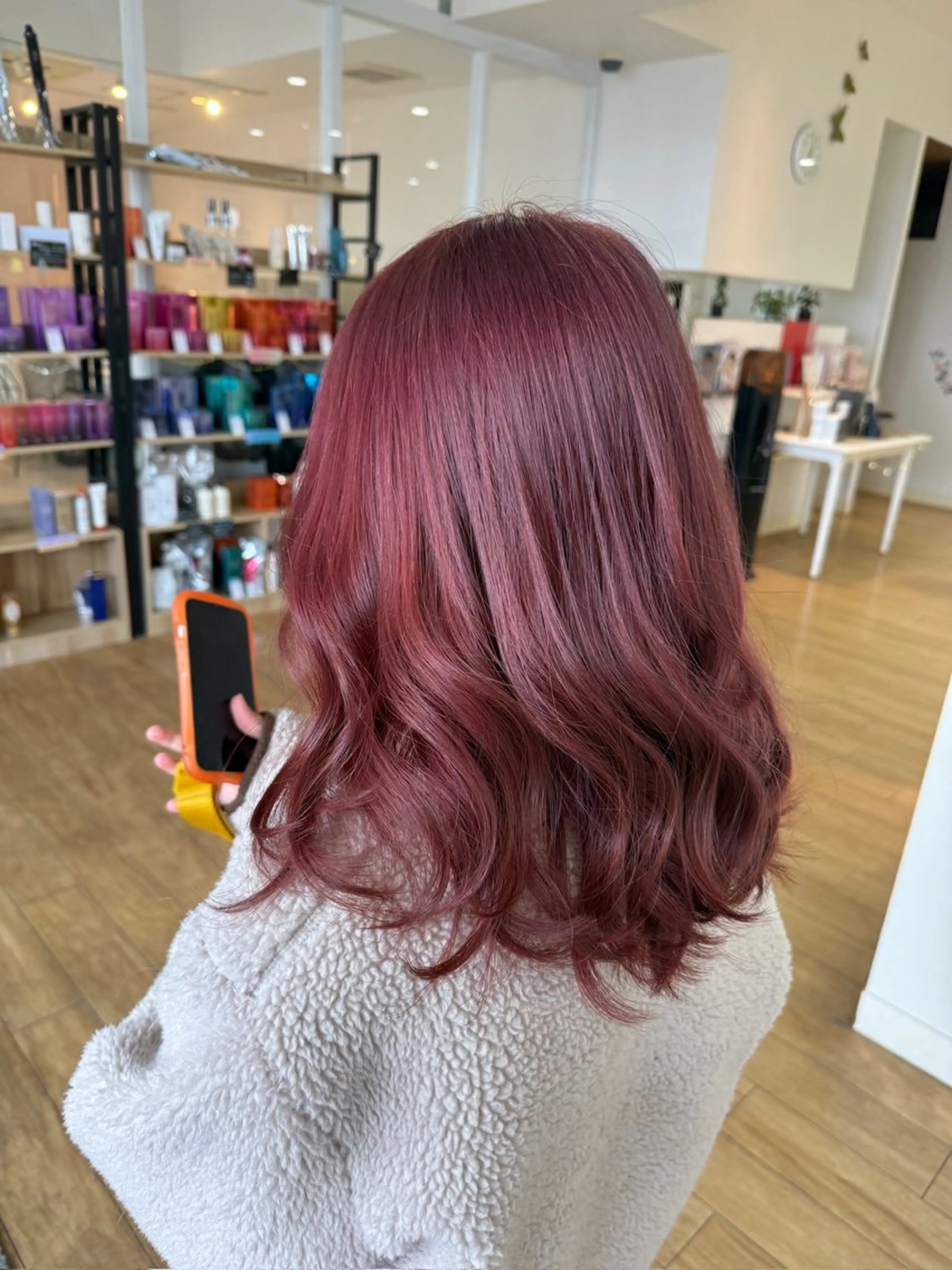 ミディアム カラー ブリーチ ケアブリーチ ハイトーンカラー ピンクカラー ヘアカラー トリートメント 鹿児島 聖来のヘアスタイル