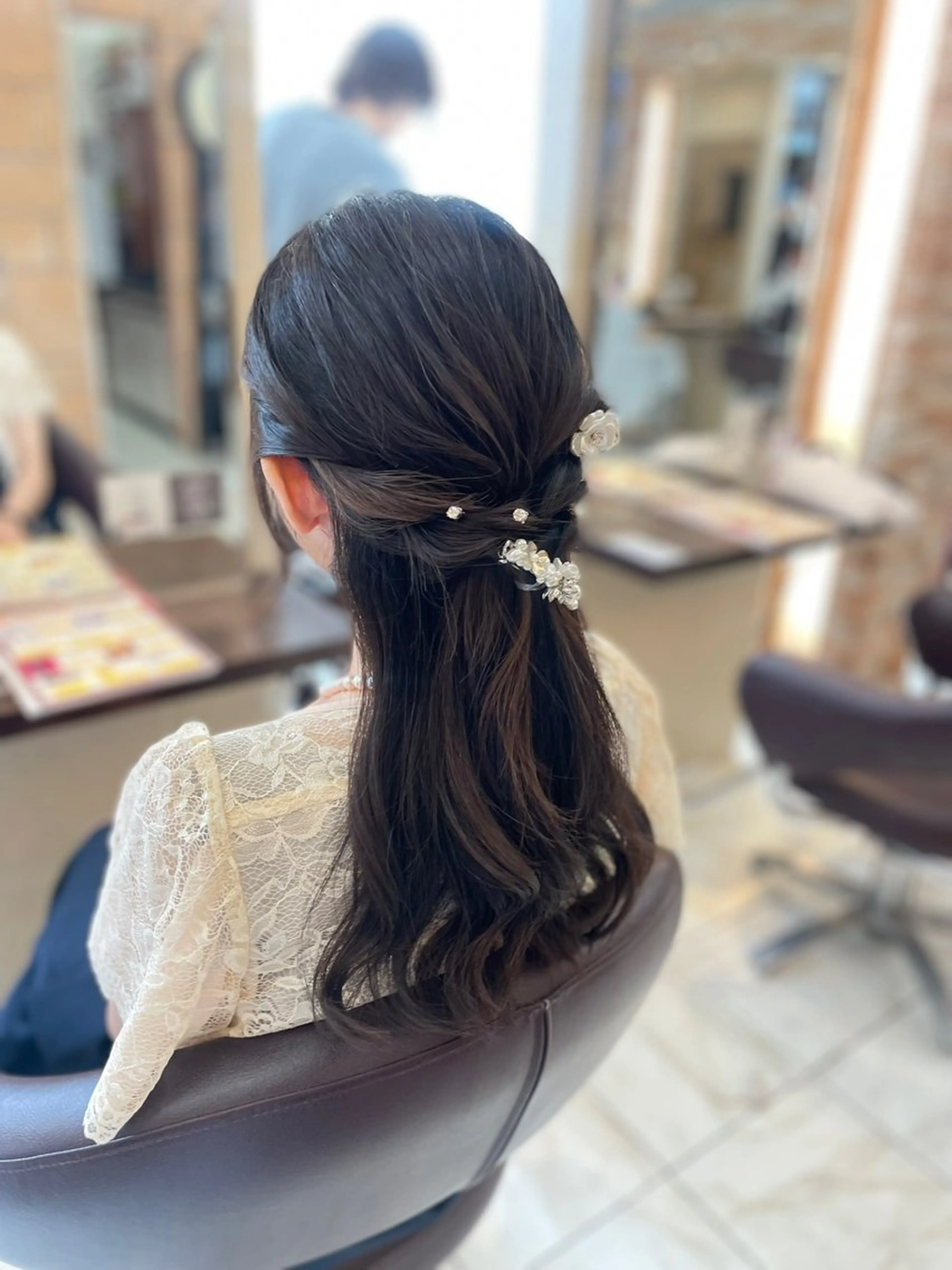 ロング ヘアアレンジ ハーフアップ ヘアセット 垢抜け透明感カラー 🌻篠崎梓🌻のヘアスタイル