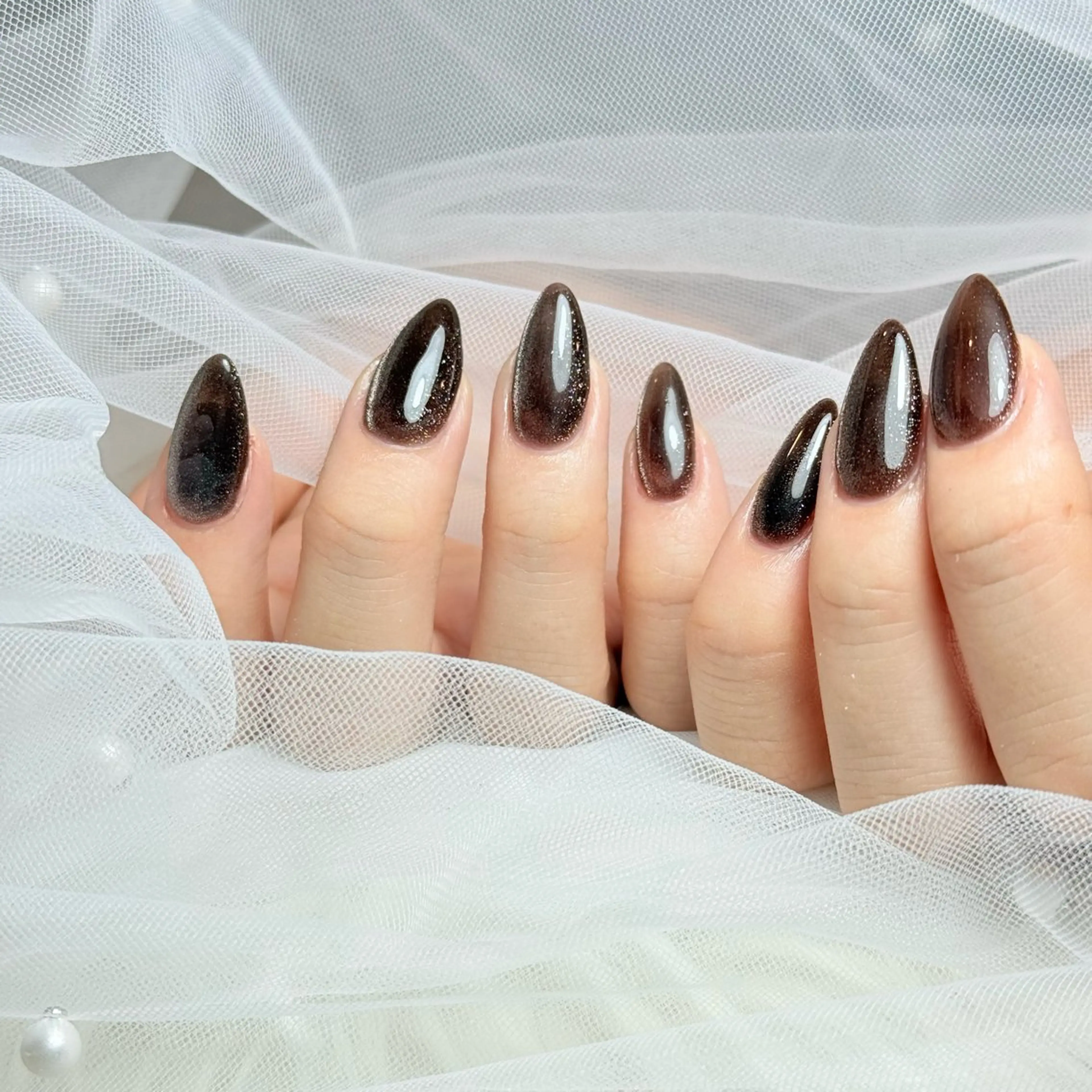 ネイル チークネイル フレンチネイル グラデーション キラキラネイル 韓国ネイル ハンドネイル Risa_ Nailのネイルデザイン