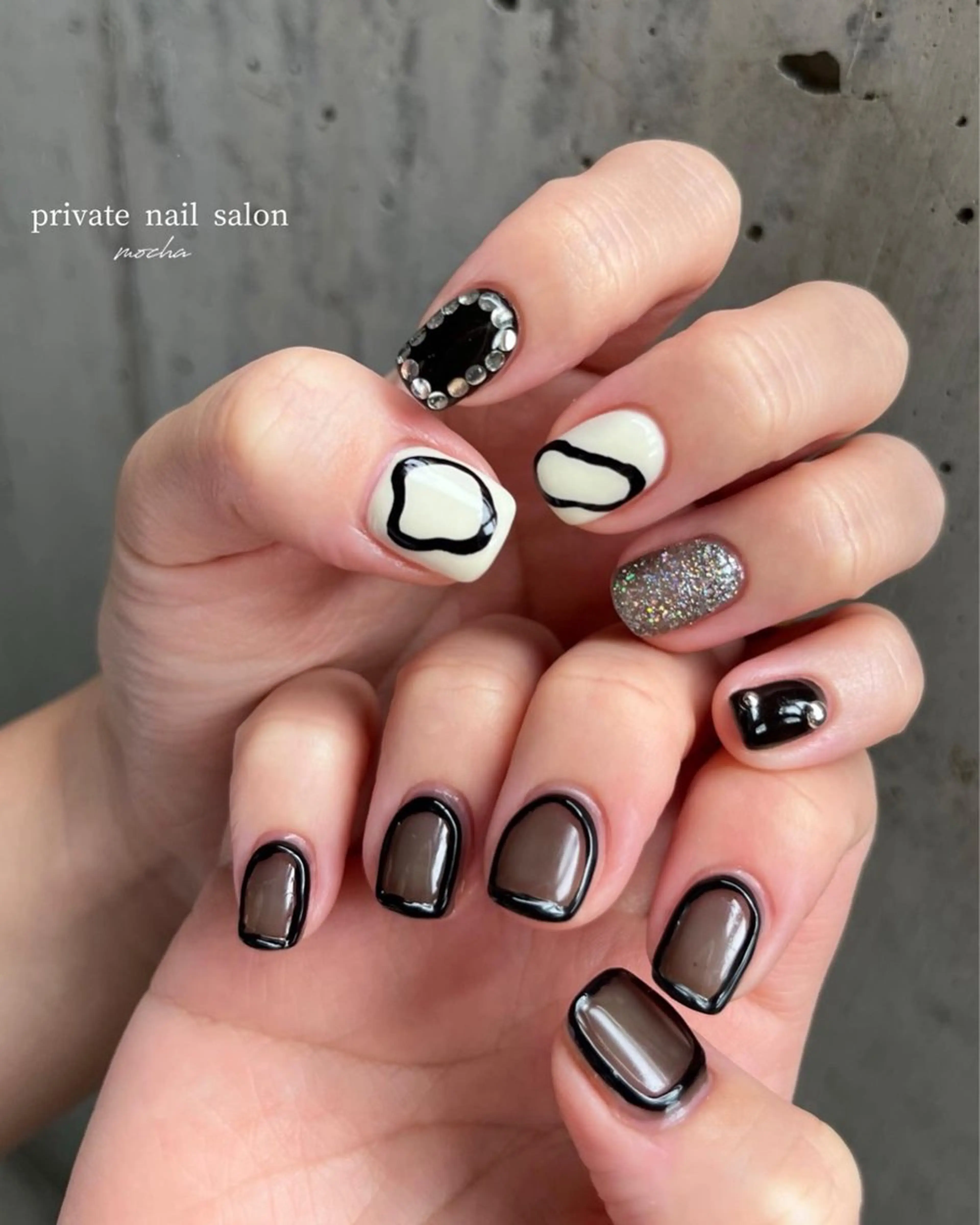 ネイル カジュアル チークネイル フレンチネイル ジェルネイル マグネットネイル ハンドネイル mocha nailのネイルデザイン