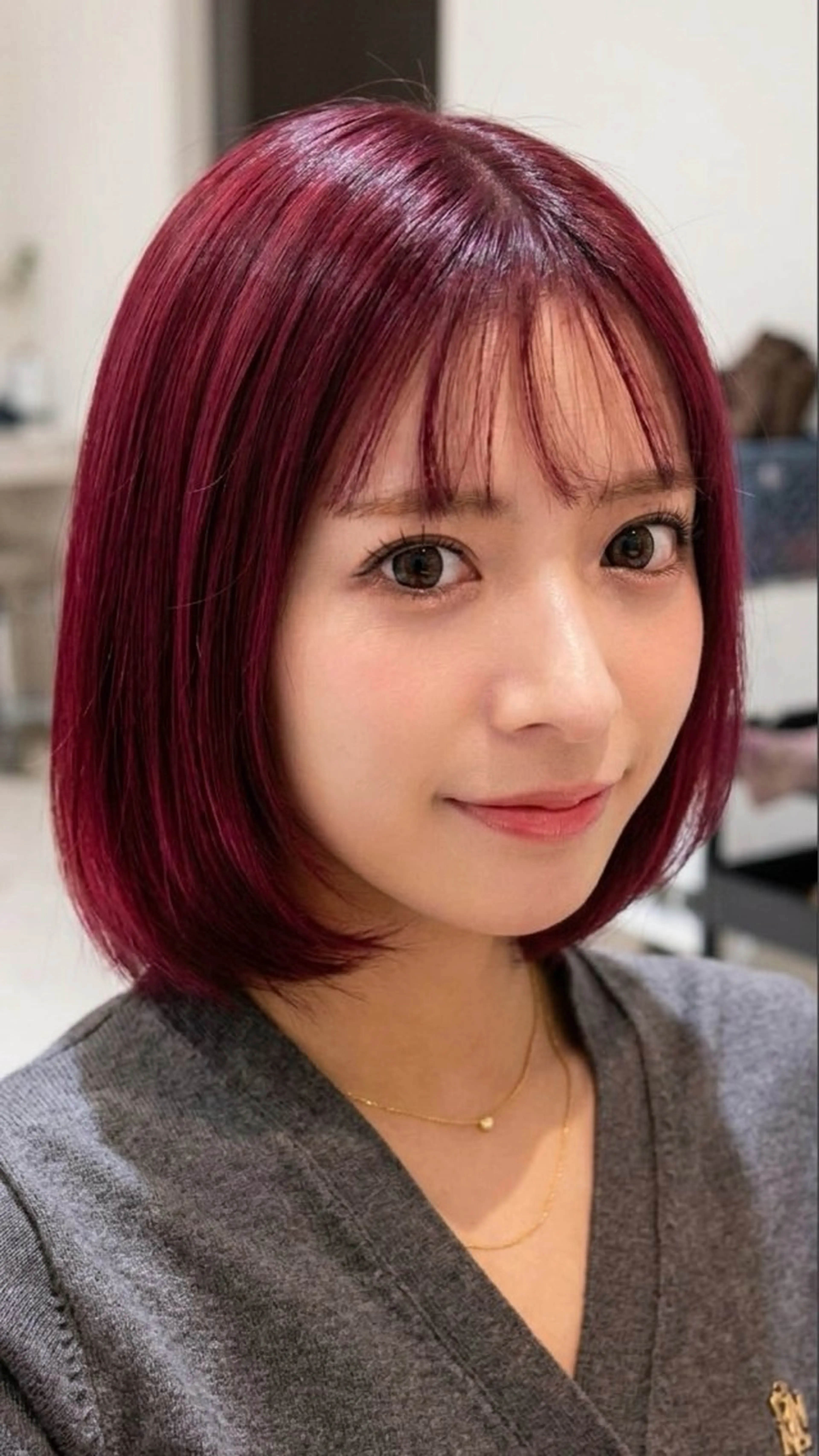 ミディアム カラー ブリーチ ブリーチなしカラー ピンクカラー バレイヤージュ＆ 高発色カラー／市川のヘアスタイル