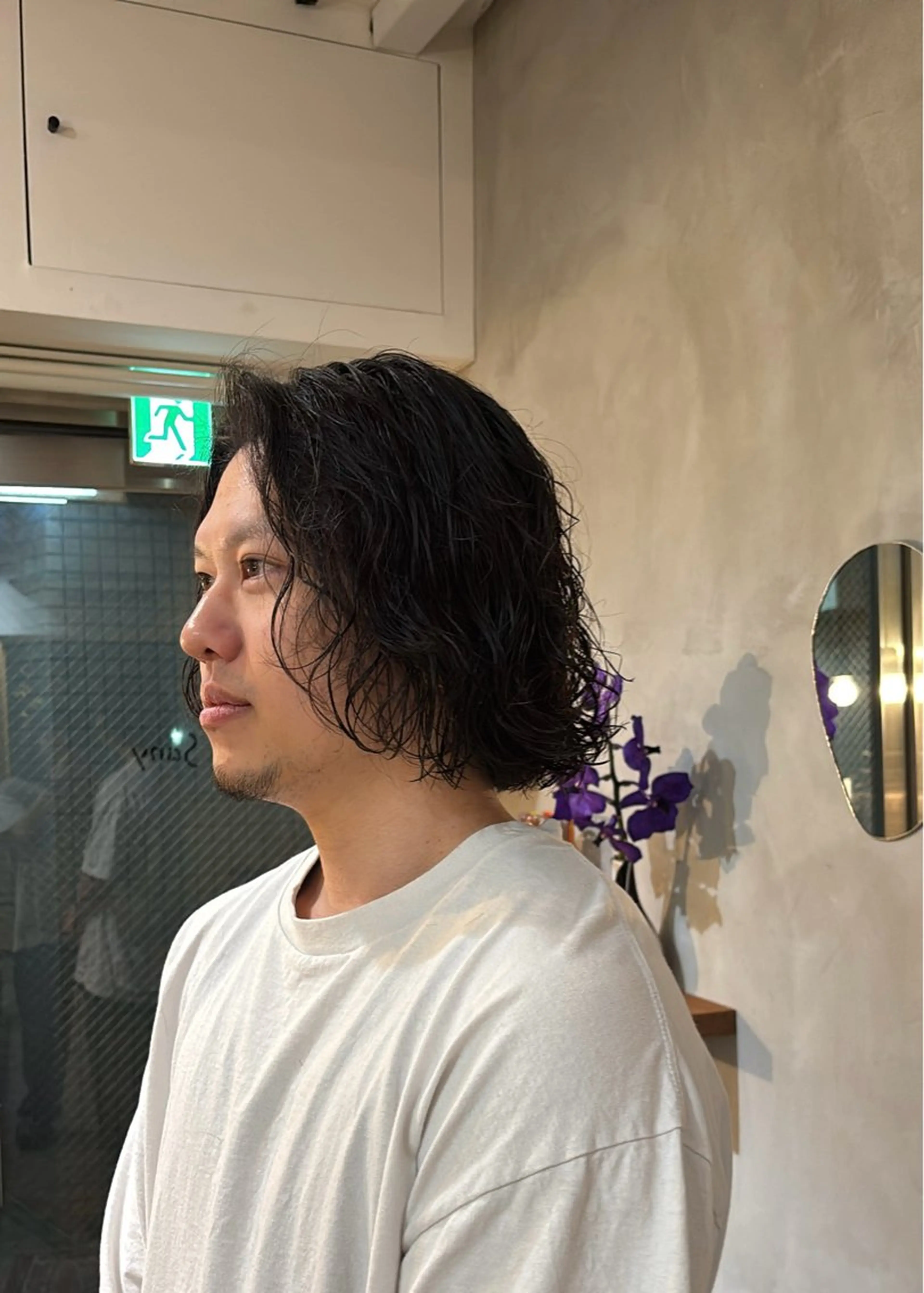 ミディアム メンズ ミディアムパーマ メンズパーマ 大人メンズショート/ ナチュラルヘア/福田のヘアスタイル