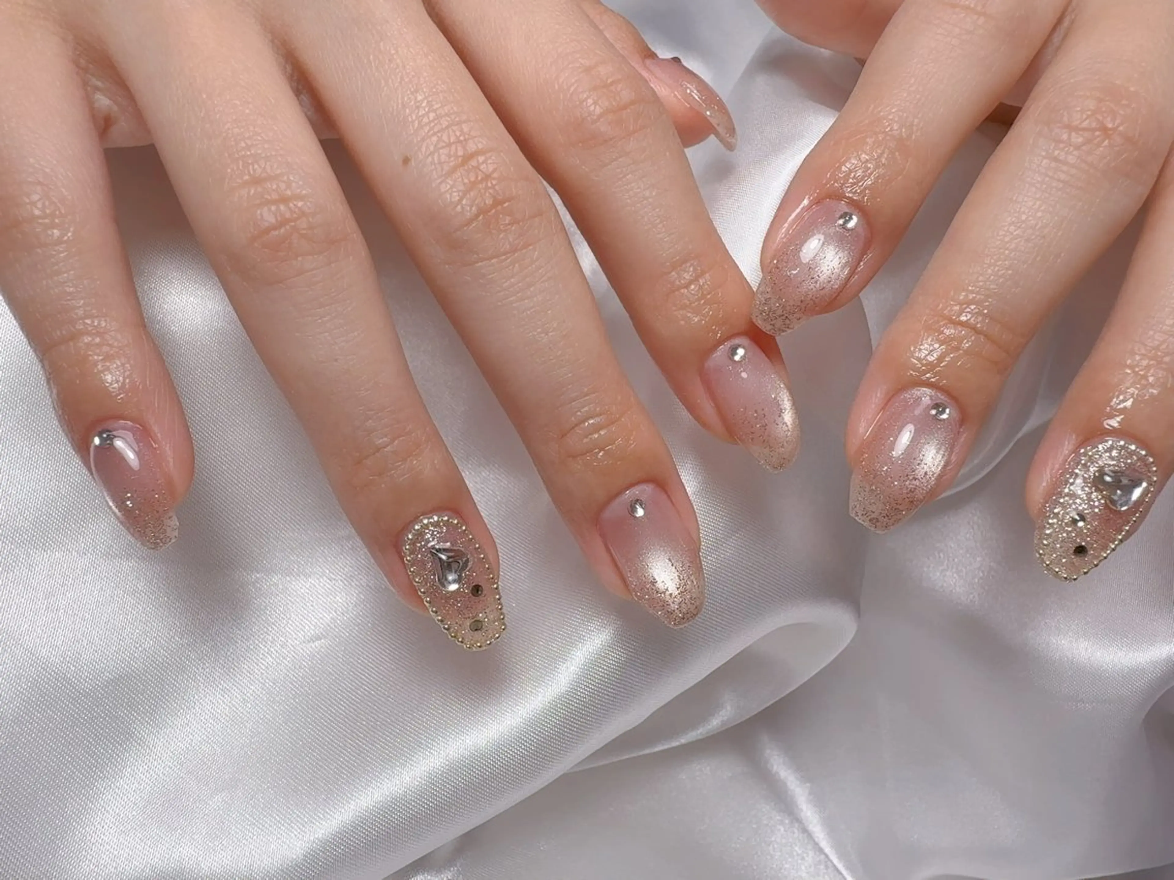 ネイル マグネットネイル ニュアンスネイル オフィスネイル ワンカラーネイル ピンク ハンドネイル Mnail _KKのネイルデザイン