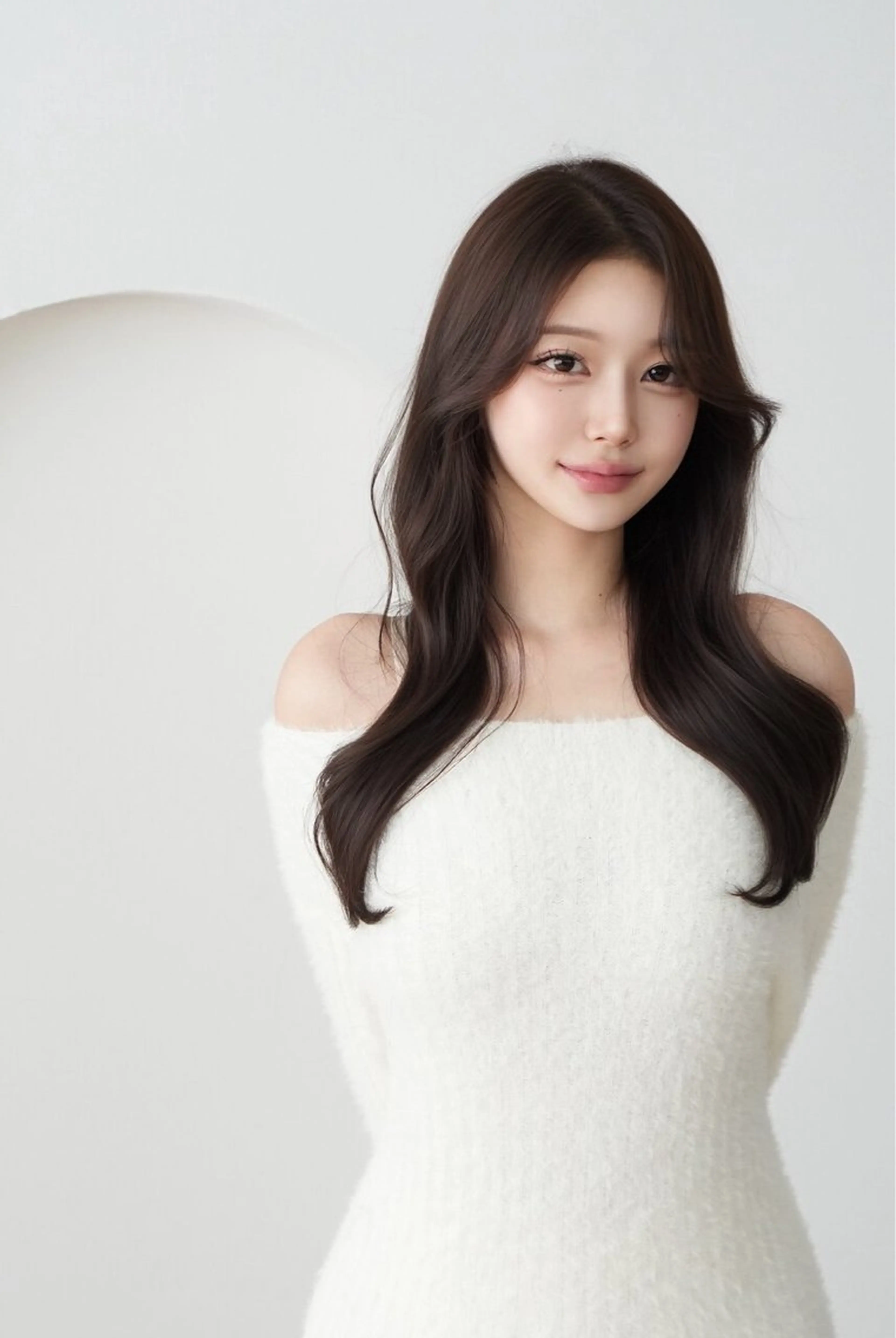 ロング 裕千/くびれヘア/ 韓国風ヘア/顔まわりのヘアスタイル