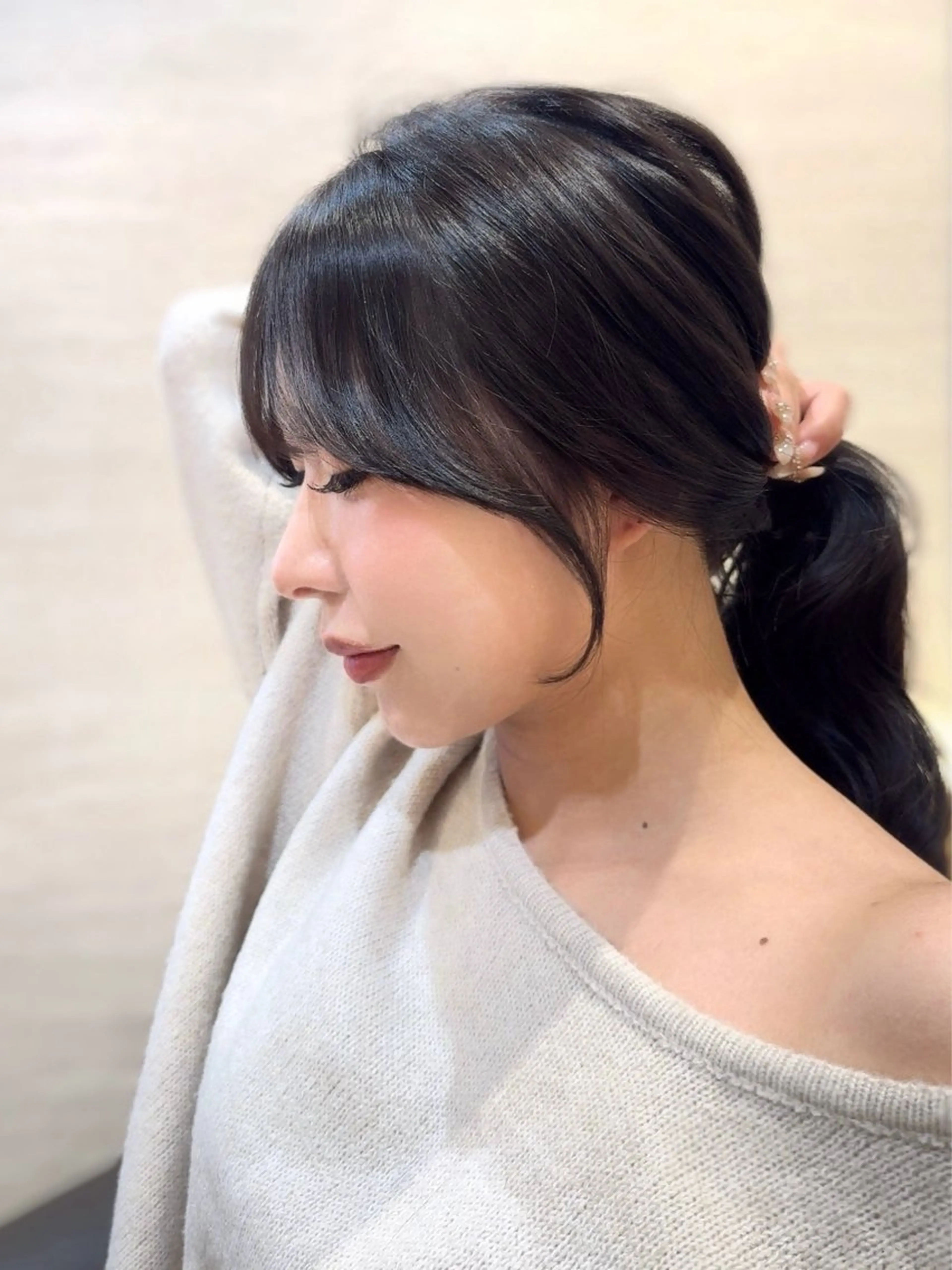 セミロング カット ヘアカラー トリートメント 森 千風優のヘアスタイル