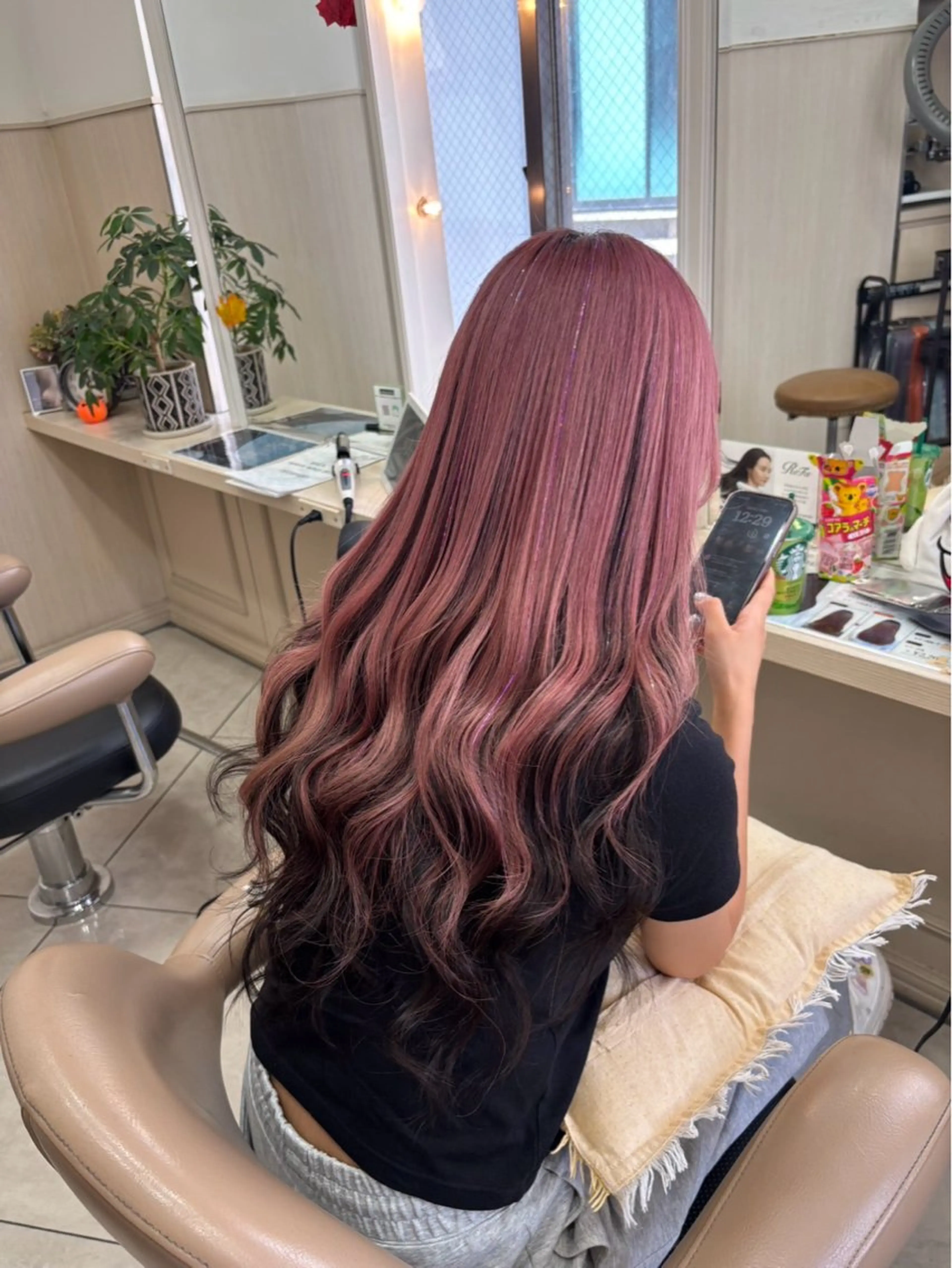 ロング エクステ ハイライト カット エクステ ヘアセット エクステ/横浜 ハイライト/なつみのヘアスタイル