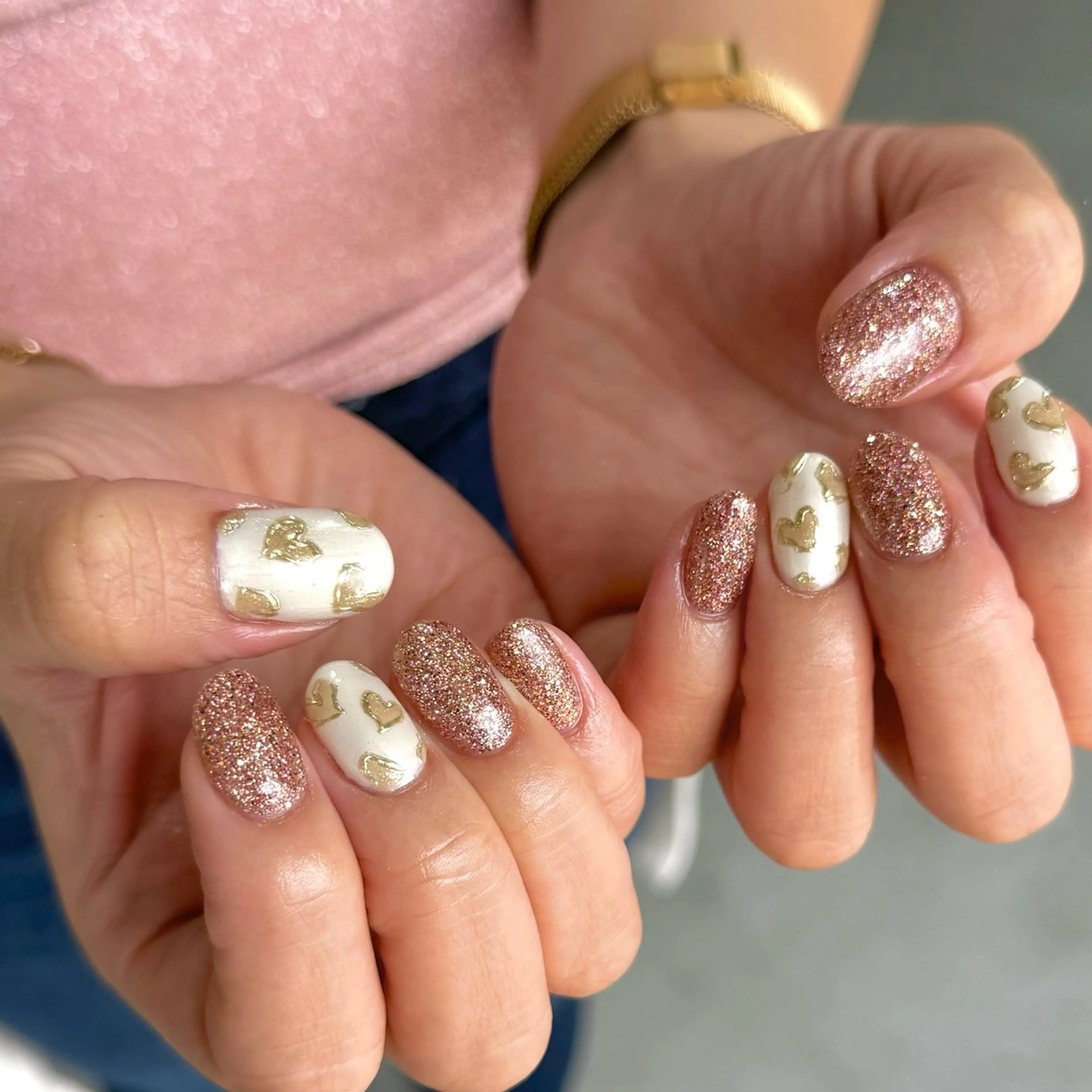 ネイル ハート ラメ(グリッター) ハンドネイル HARUKA ネイリスト福岡/薬院のネイルデザイン