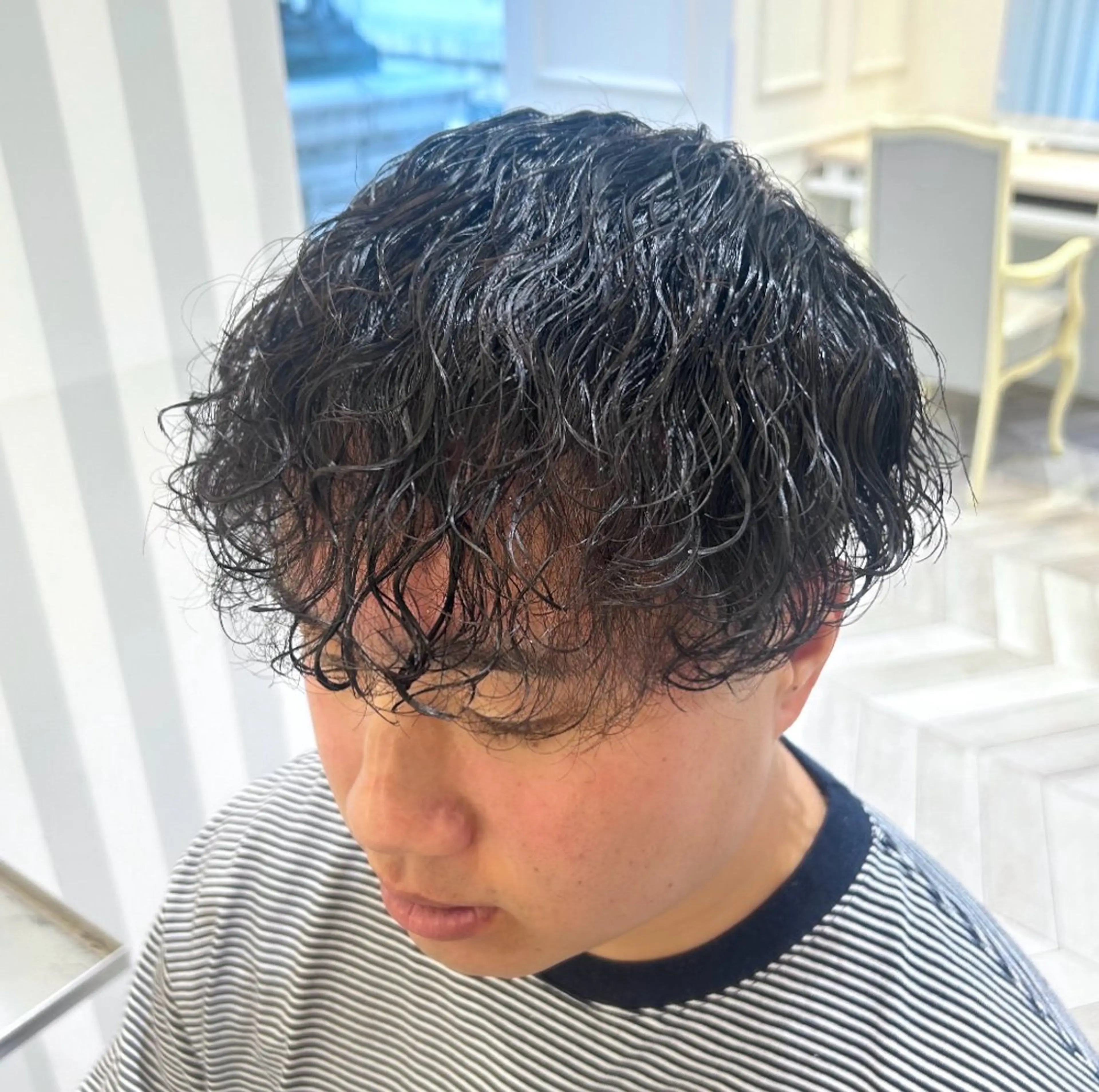 ショート パーマ ヘアアレンジ メンズ 波巻きパーマ NYNY 🌺Ruiのヘアスタイル