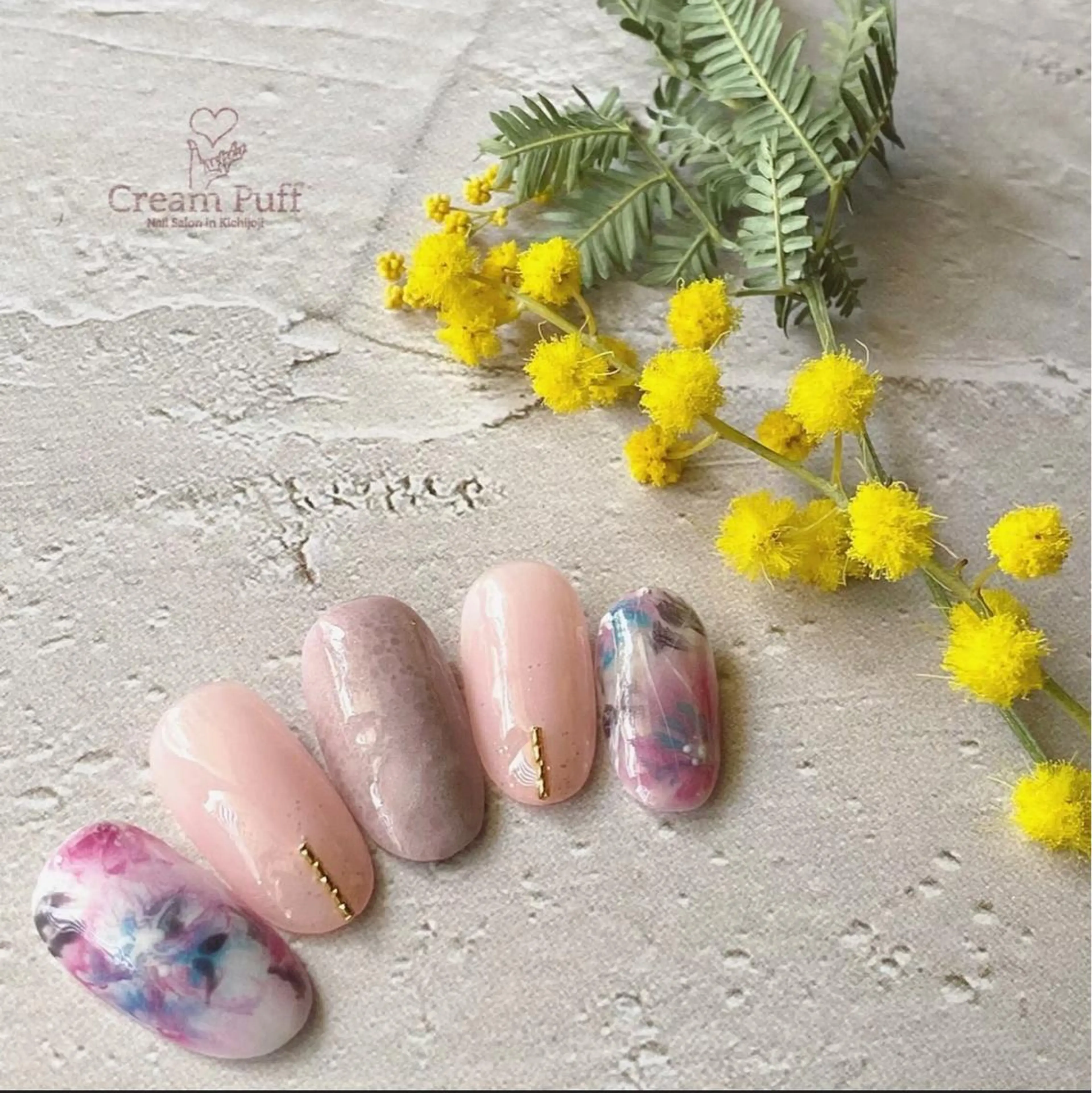 ネイル アートネイル 桜ネイル フラワーネイル ピンク 春ネイル HAMANO MIKAのネイルデザイン