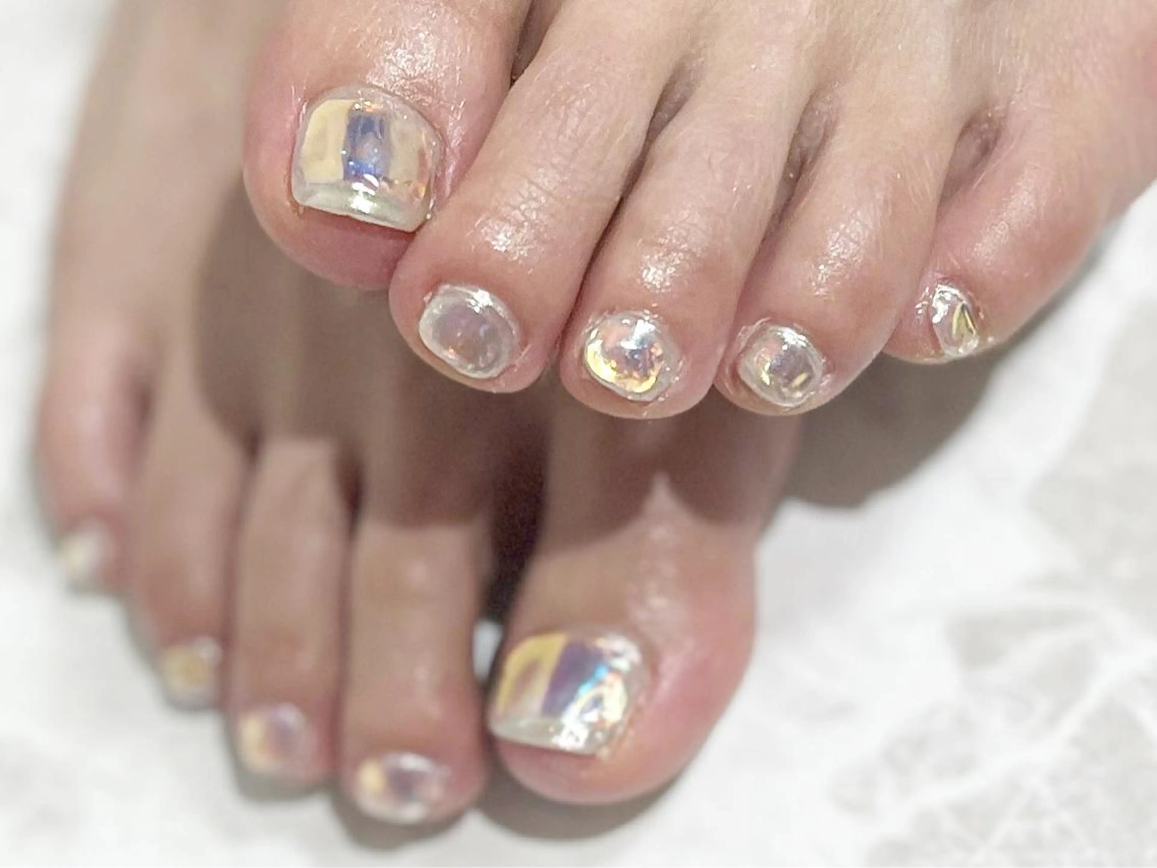 ネイル フットネイル 氷ネイル・うるうるネイル ニュアンスネイル シンプルネイル 春ネイル フットネイル nail fufla ♡yamane♡のネイルデザイン