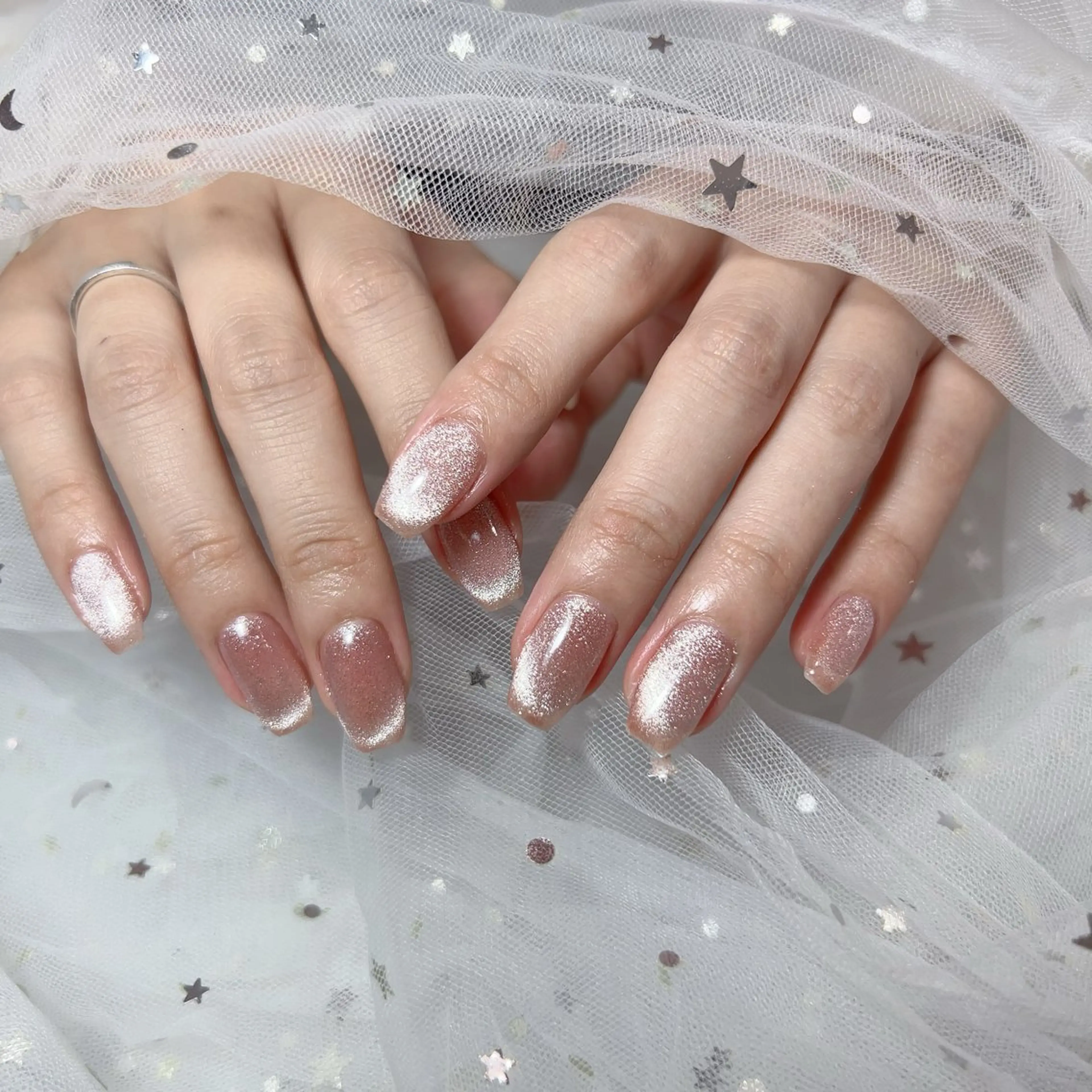 ネイル アートネイル フラッシュネイル フレンチネイル ジェルネイル ガラスフレンチ You&Me Yukiのネイルデザイン