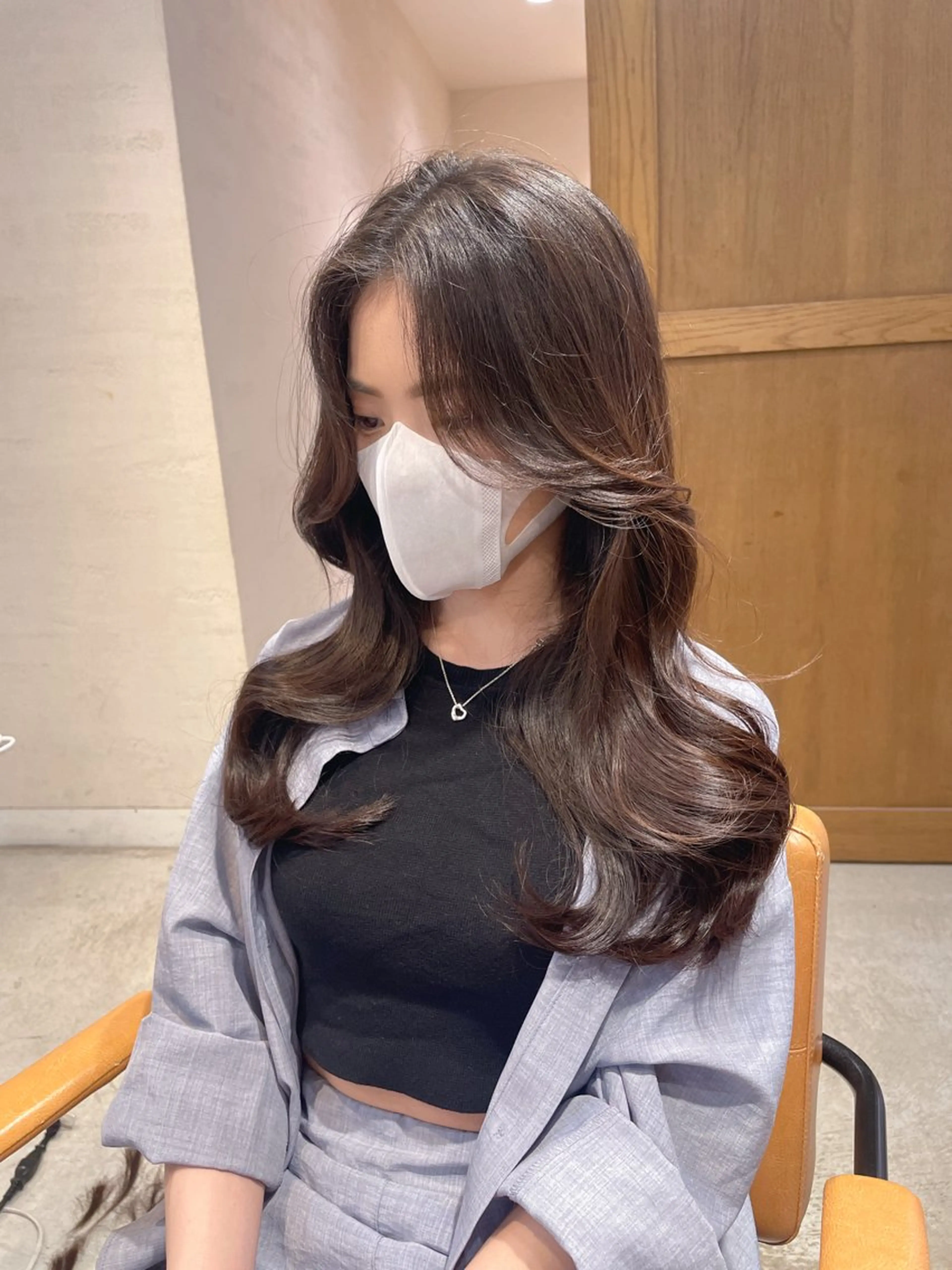 ロング カット トリートメント のり🐼顔まわり/ 韓国/レイヤーカットのヘアスタイル