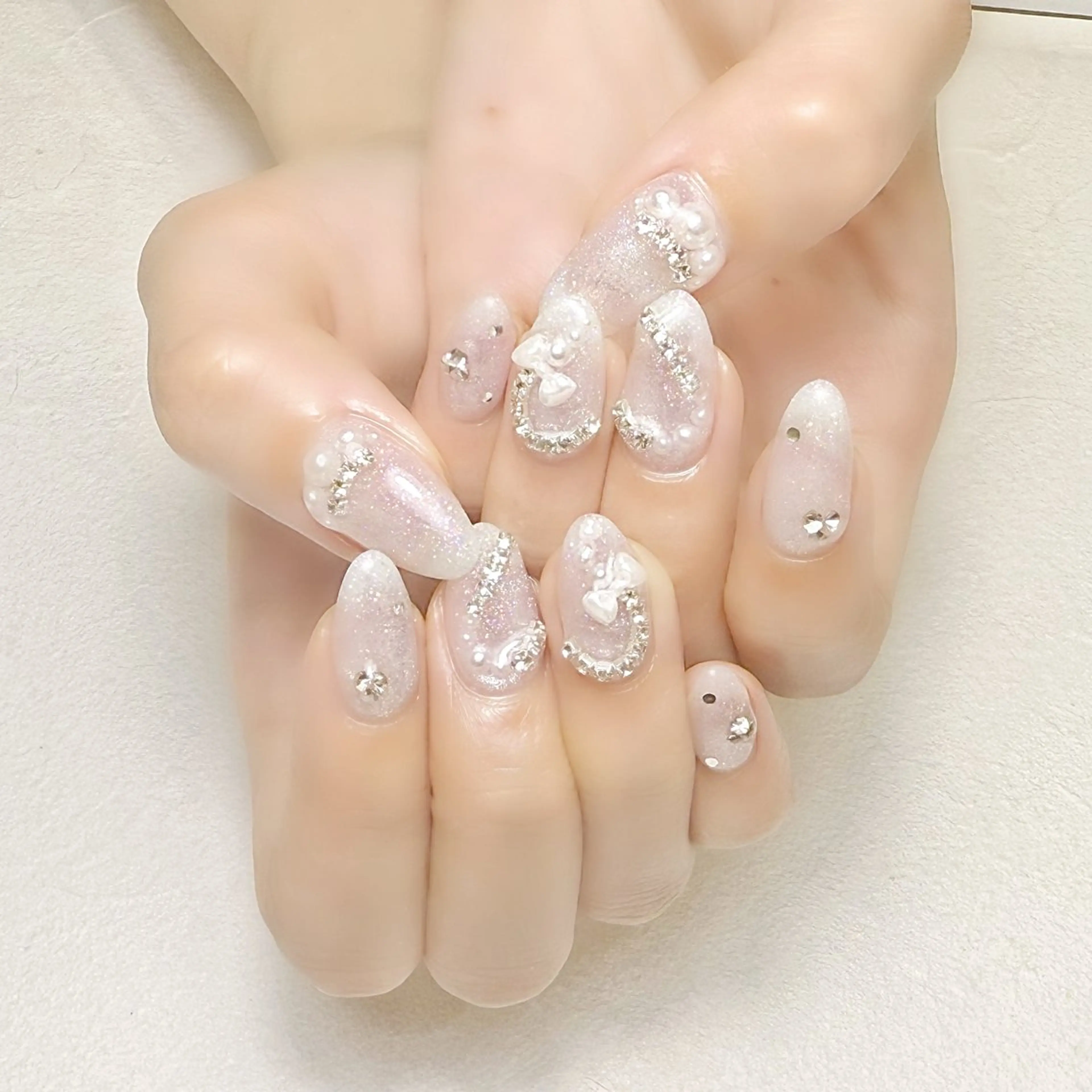 ネイル ハート ラメ(グリッター) マグネットネイル リボン 春ネイル rouse nail RISATOのネイルデザイン