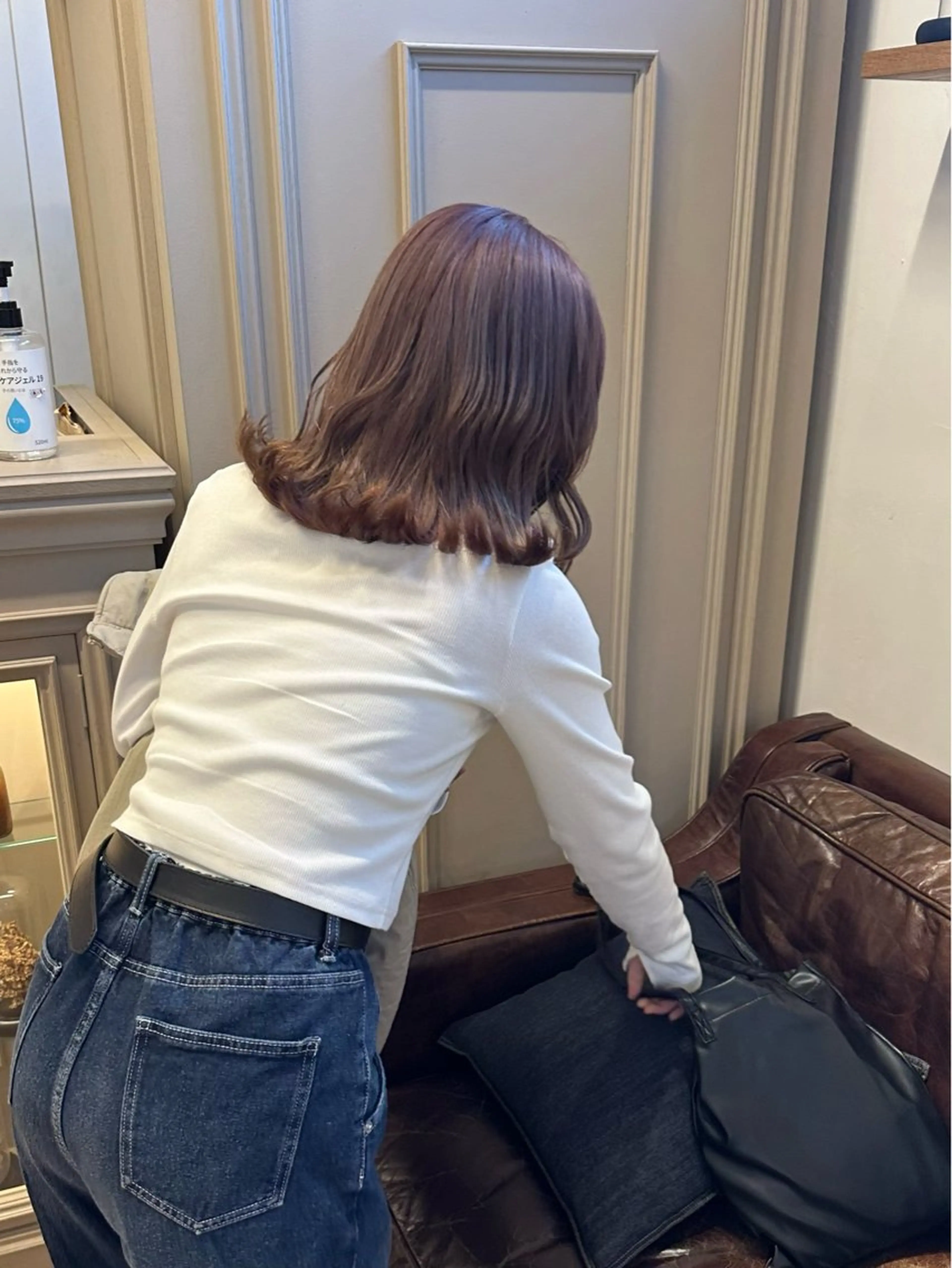 ミディアム カラー ブリーチ ハイトーンカラー ブリーチなしカラー ボブ REINA☁️透明感 カラー/ぷつっと♡のヘアスタイル