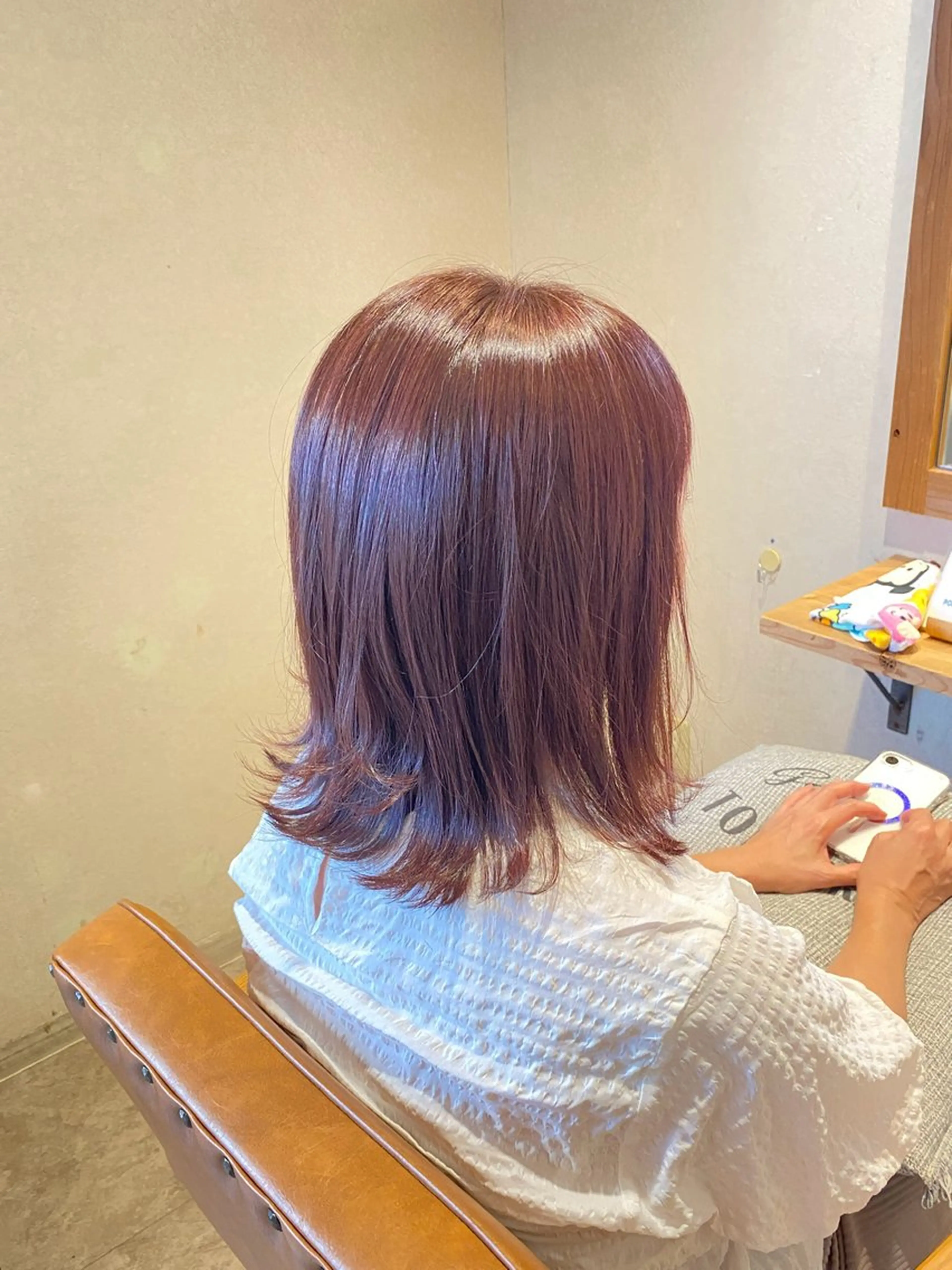 ミディアム ブリーチなしWカラー /酸性ストレート河本のヘアスタイル