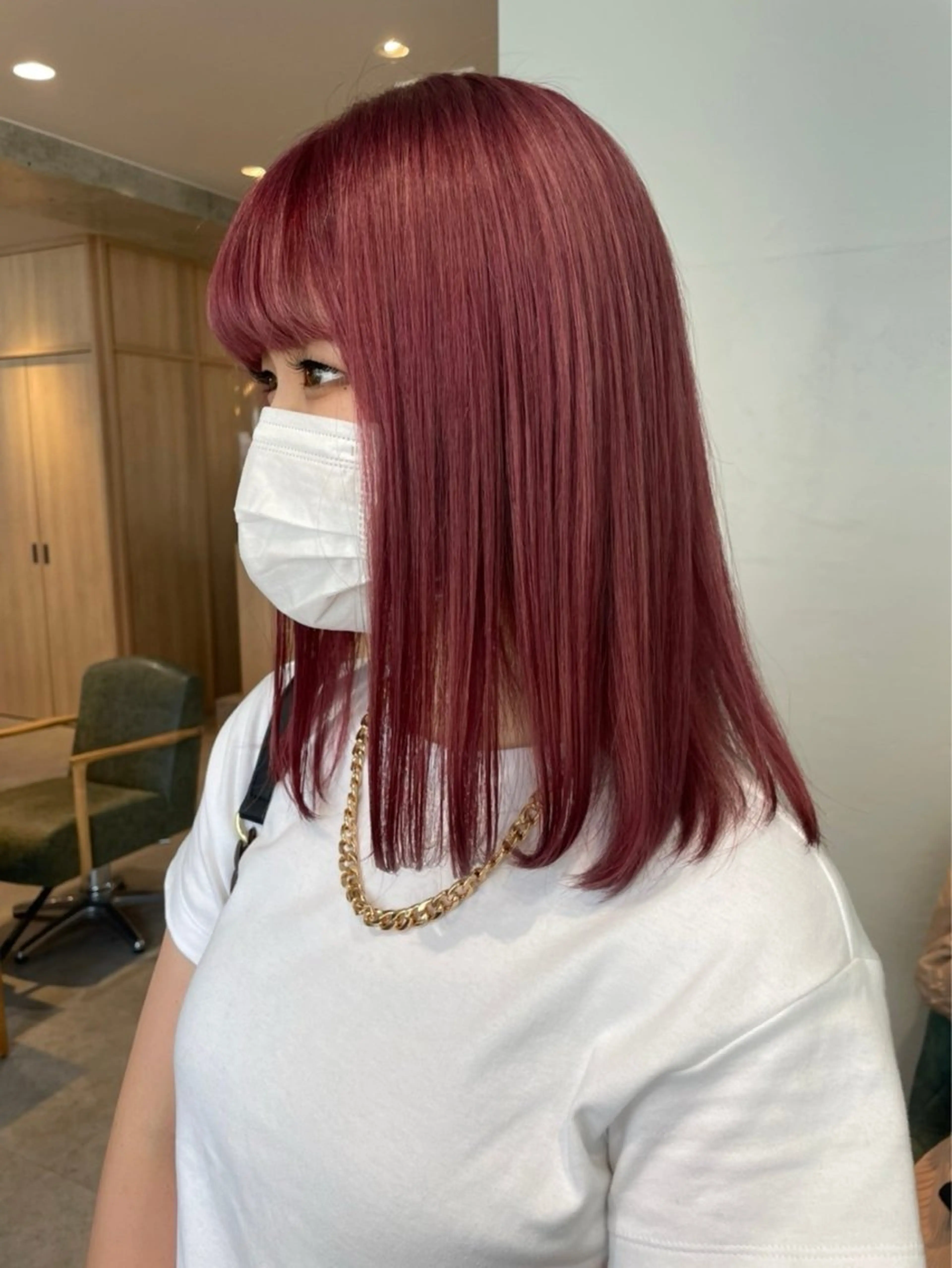 ミディアム カット ヘアカラー りあの🎀 /暖色カラー🍒のヘアスタイル