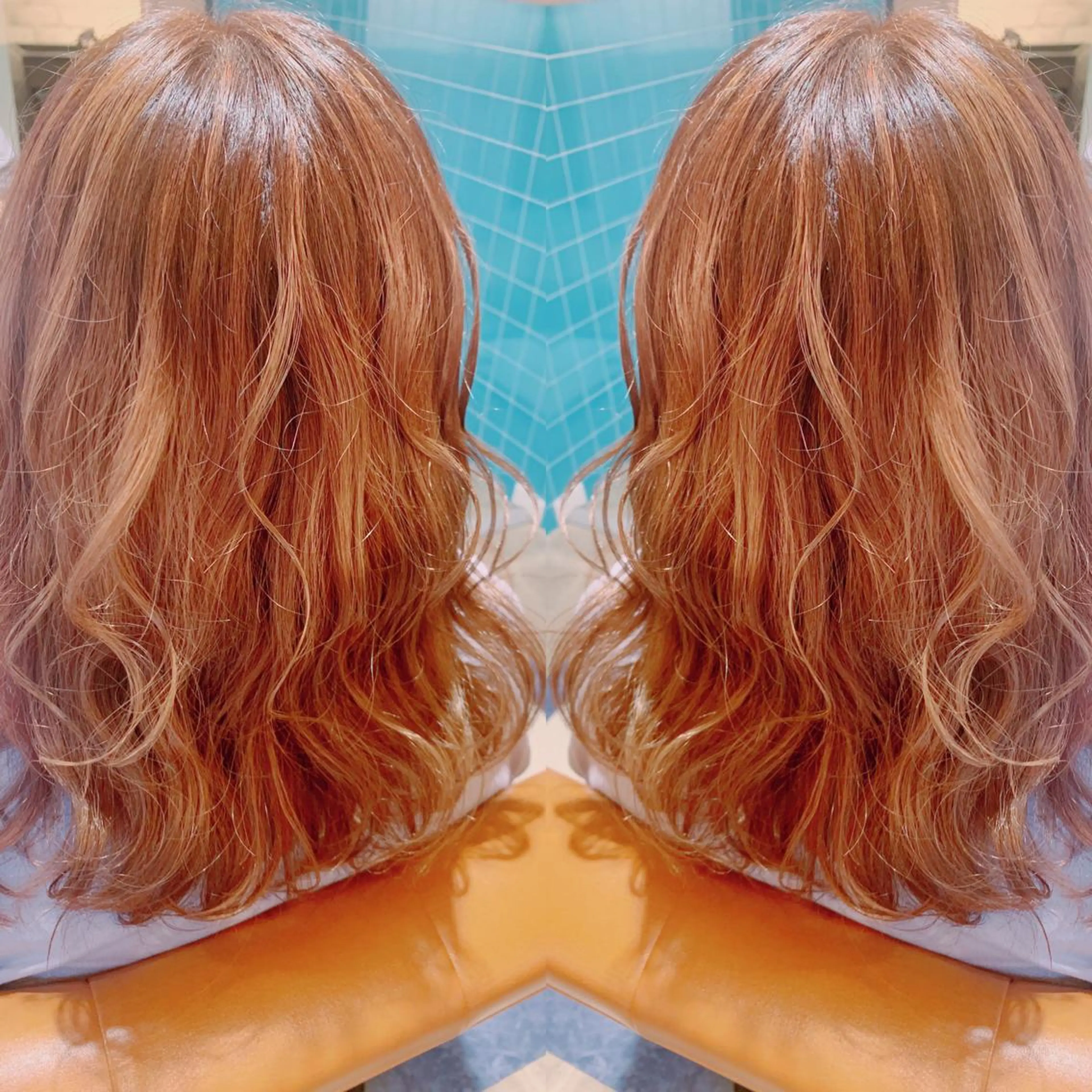 ミディアム カラー オレンジ 韓国🇰🇷 ✂︎hair 内田愛のヘアスタイル