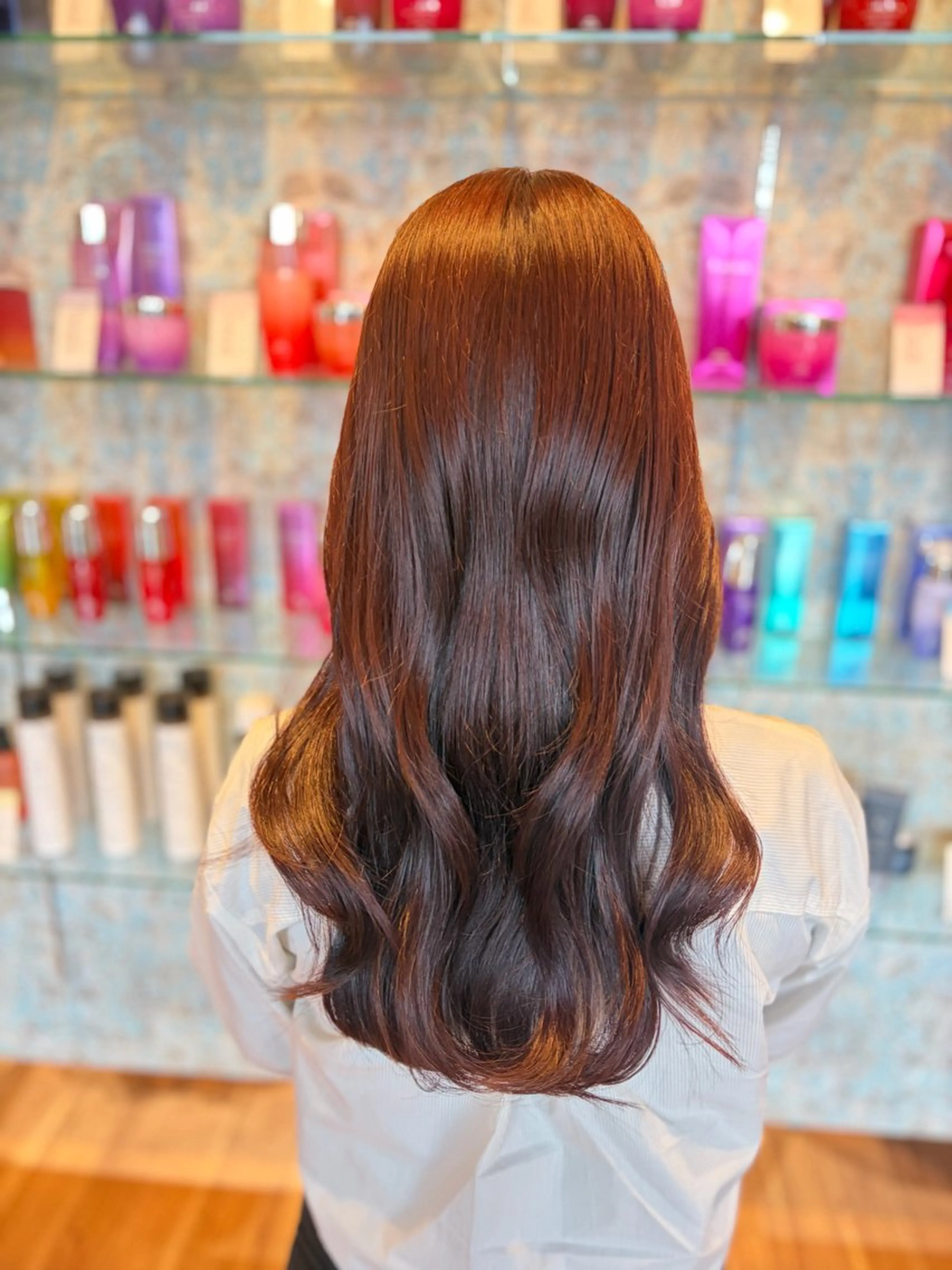 ロング ケアカラー ピンクブラウン 髪質改善 ヘアカラー 髪質改善/縮毛/小林 水葵のヘアスタイル