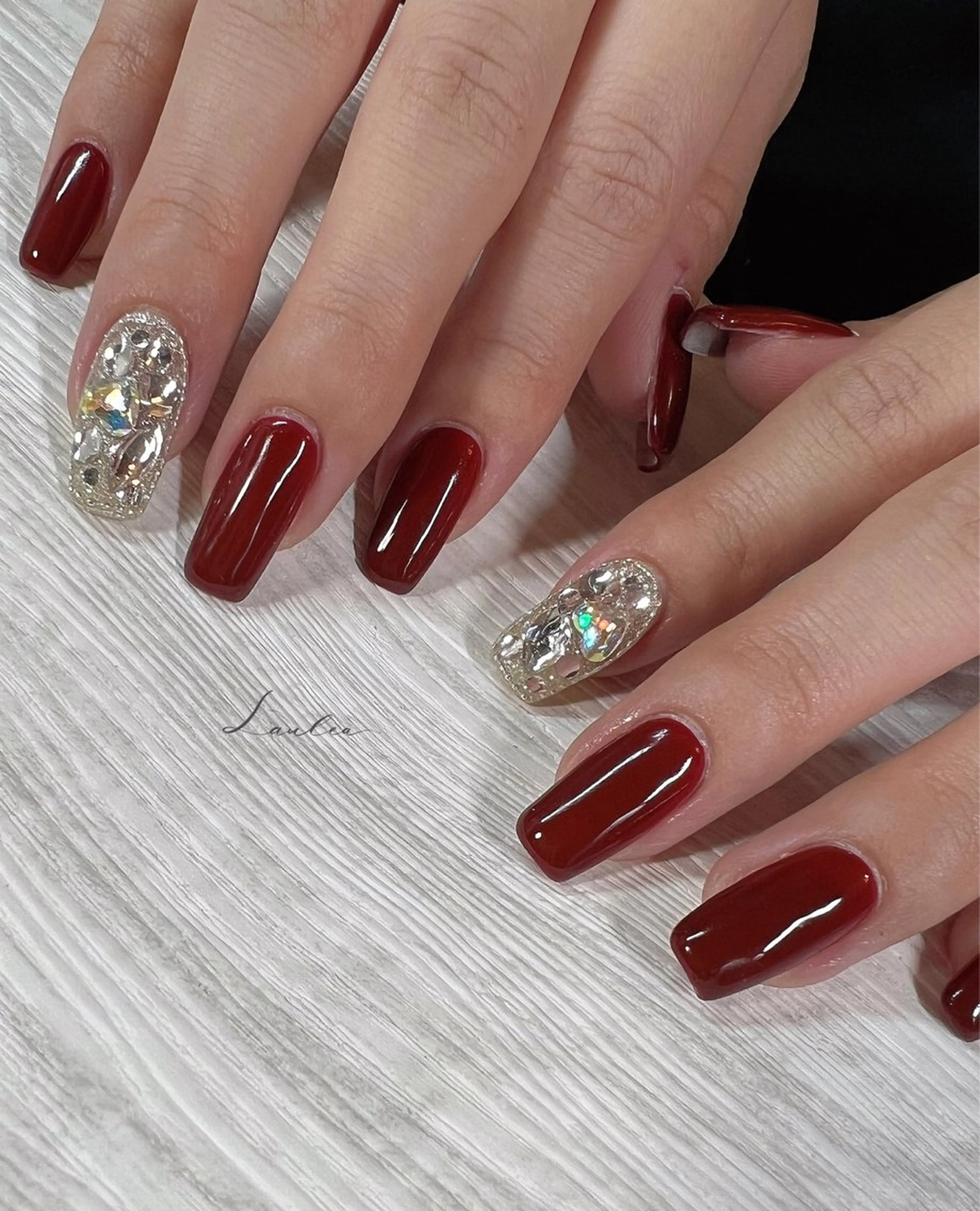 ネイル ボルドー 韓国ネイル ハンドネイル nail salon Lauleaのネイルデザイン