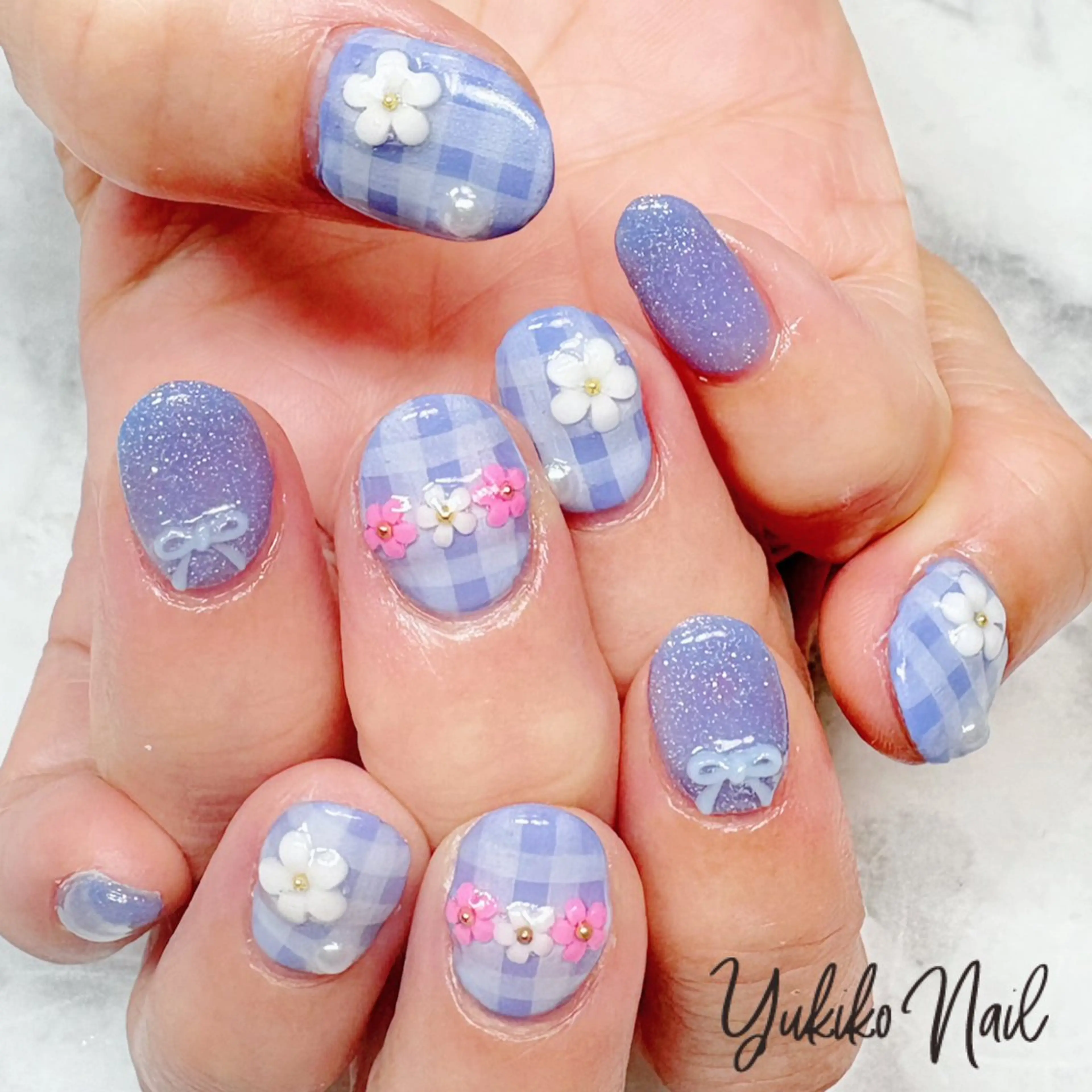 ネイル フラワーネイル ピンク 春ネイル ハンドネイル ユキコ ネイルのネイルデザイン
