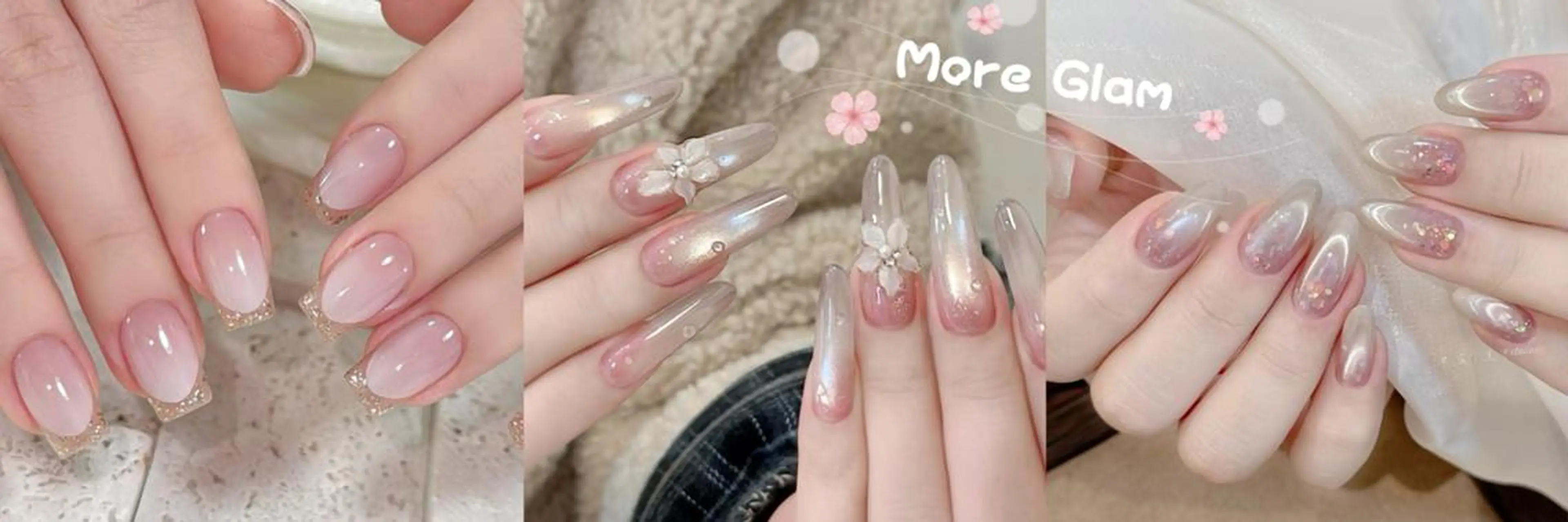 ネイル フットネイル フレンチネイル ジェルネイル ガラスフレンチ 韓国ネイル MoreGlam ネイルのネイルデザイン