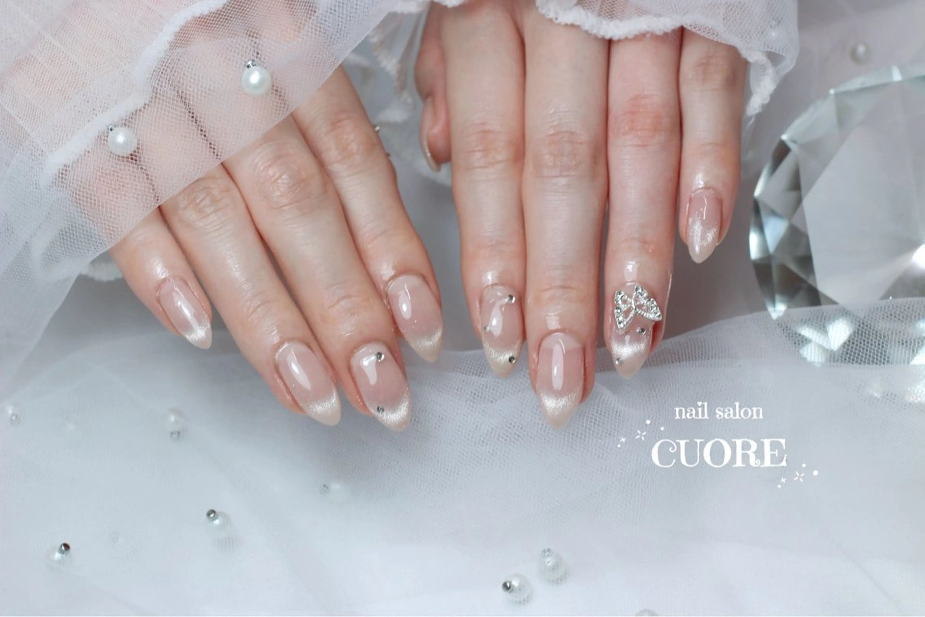 ネイル フレンチネイル マグネットネイル マグネットフレンチ オフィスネイル シンプルネイル ハンドネイル nail salon CUOREのネイルデザイン