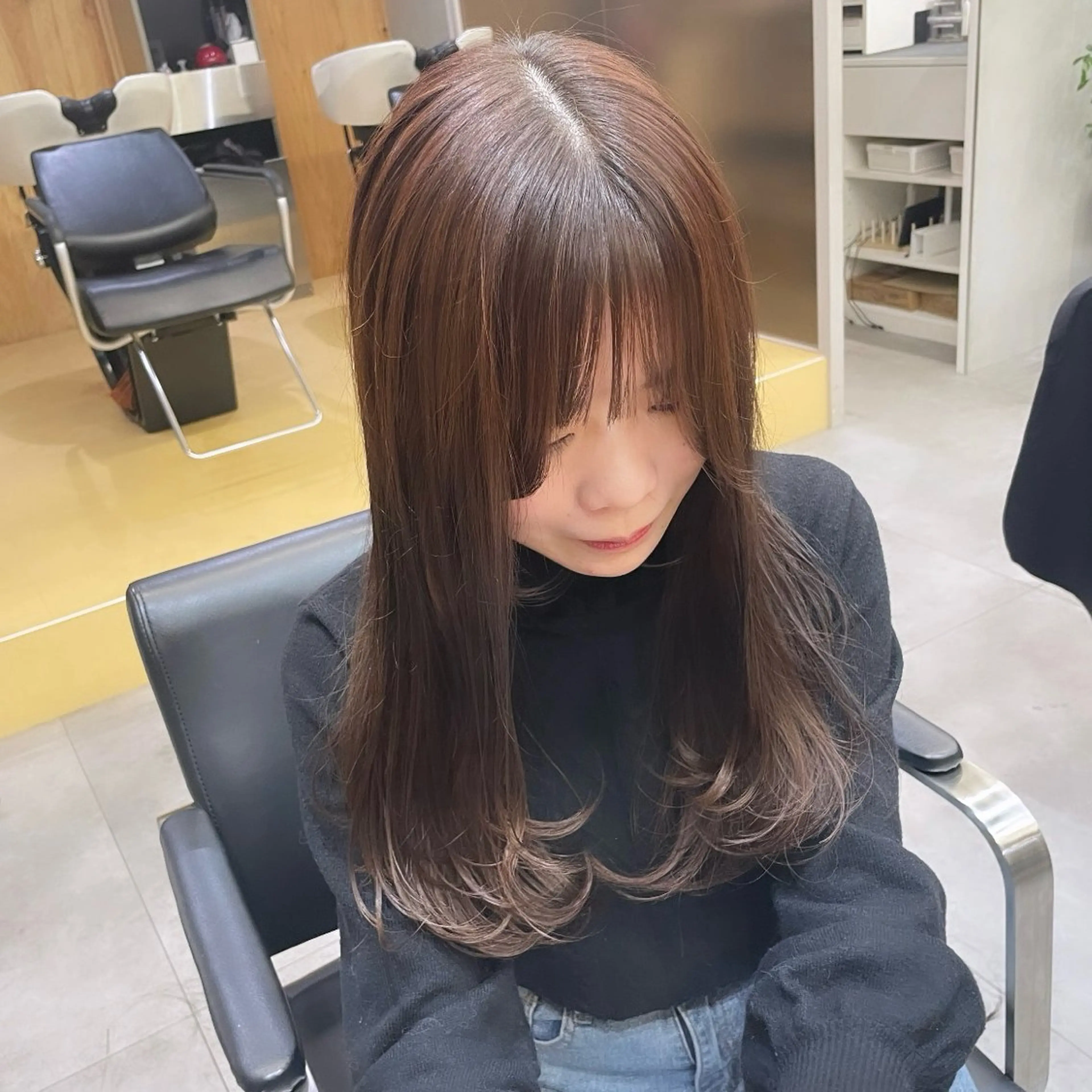 ロング カラー ブラウンカラー マロンブラウン レイヤーカット カット ヘアカラー Rui/透明感カラー 暖色/レイヤーカットのヘアスタイル