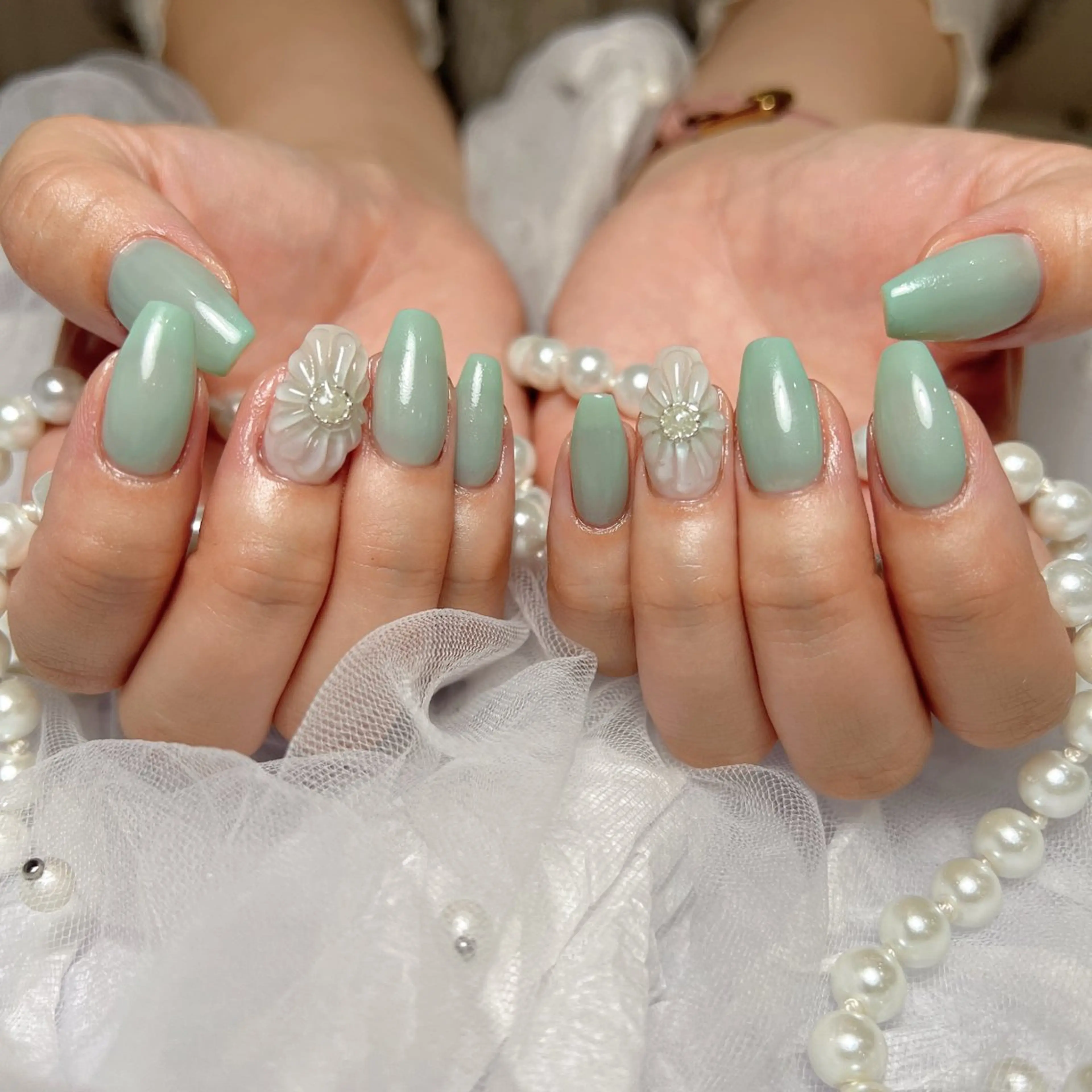 ネイル 長さ出し フットネイル フレンチネイル ガラスフレンチ グラデーション ハンドネイル M2beauty Renaのネイルデザイン