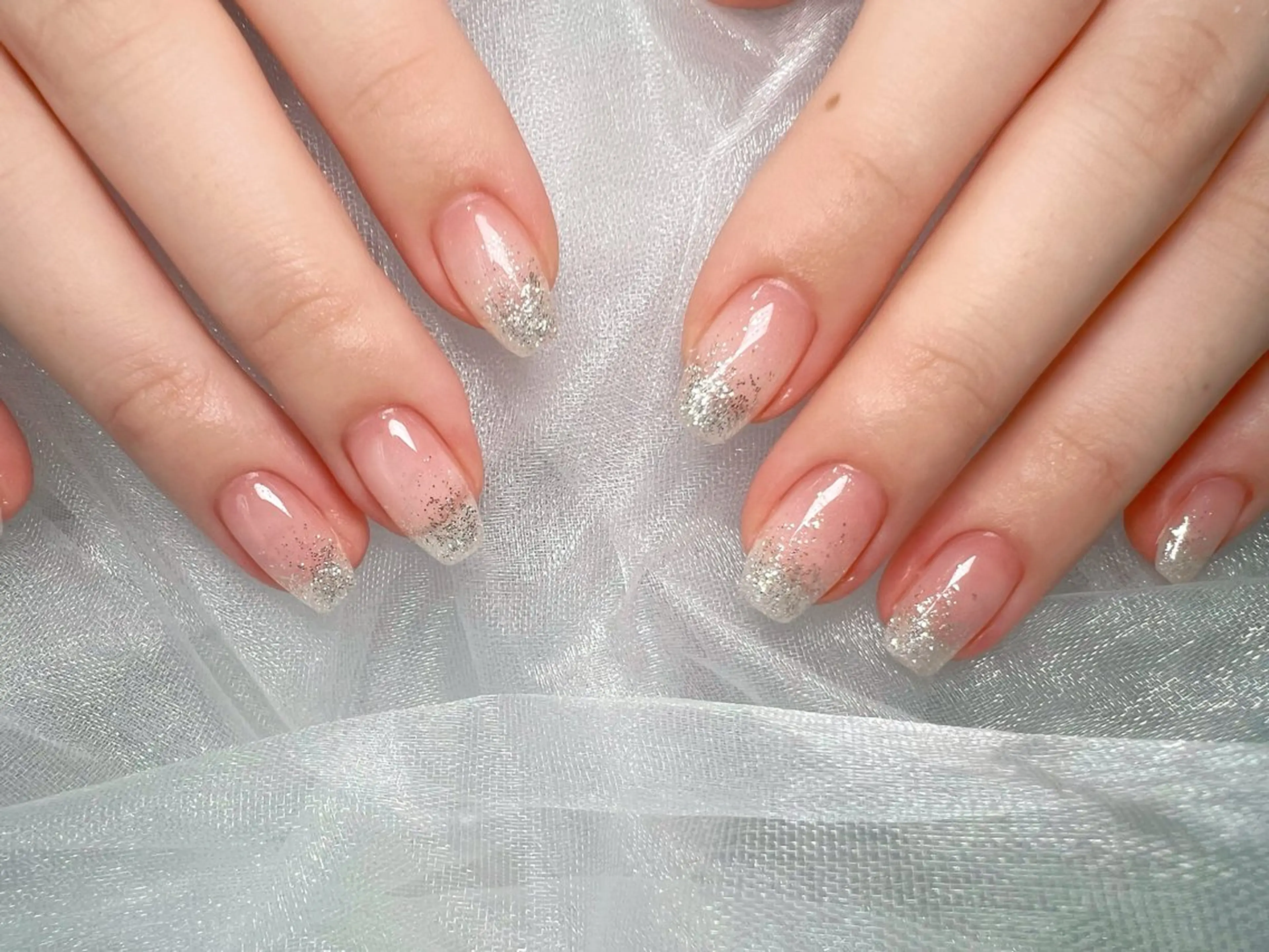 ネイル クリアネイル ラメ(グリッター) ラメグラデーション ワンカラーネイル ワンホンネイル ハンドネイル ネイルサロン ゆずのネイルデザイン