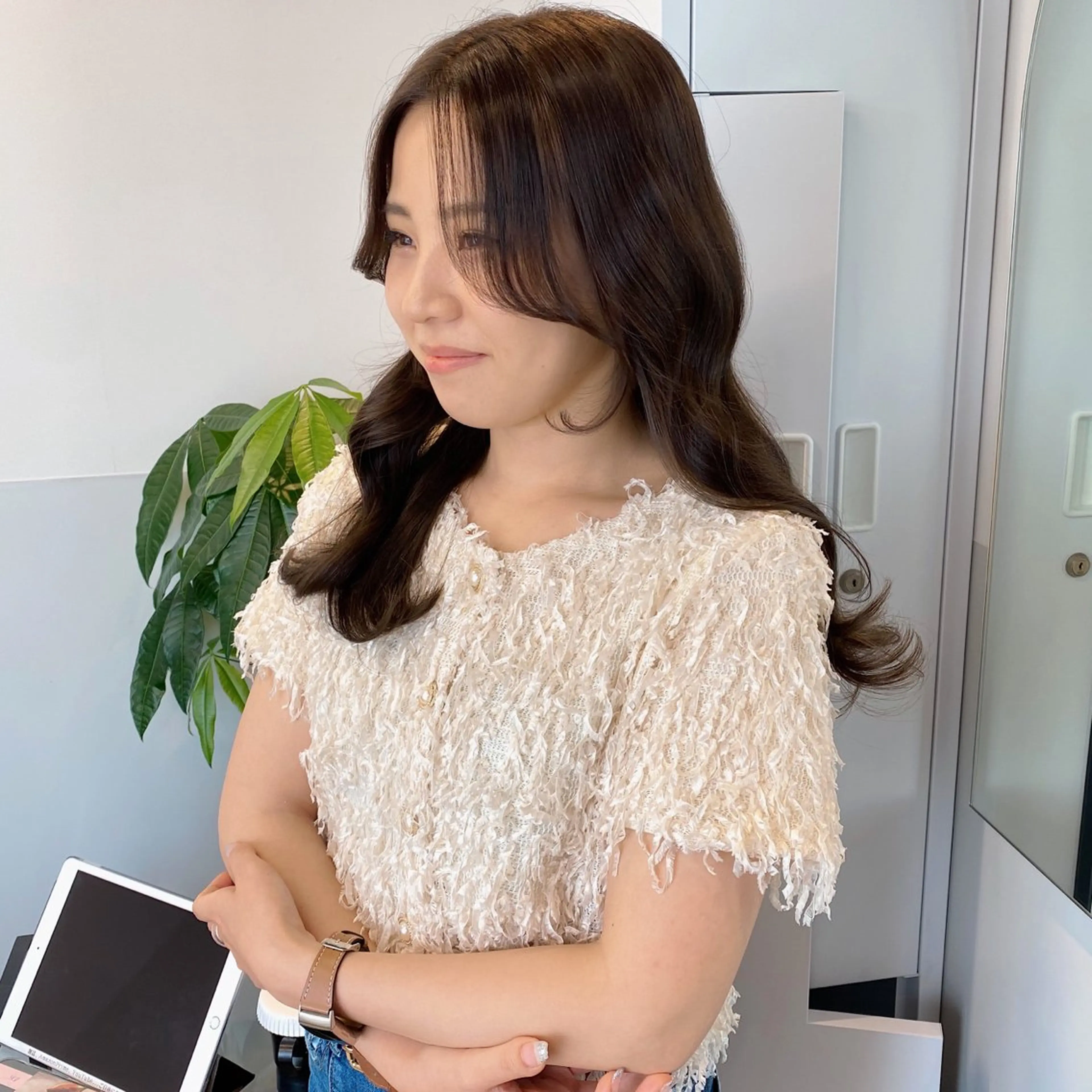 セミロング カラー ヘアアレンジ ブリーチなしカラー/ 髪質改善/寺門束のヘアスタイル