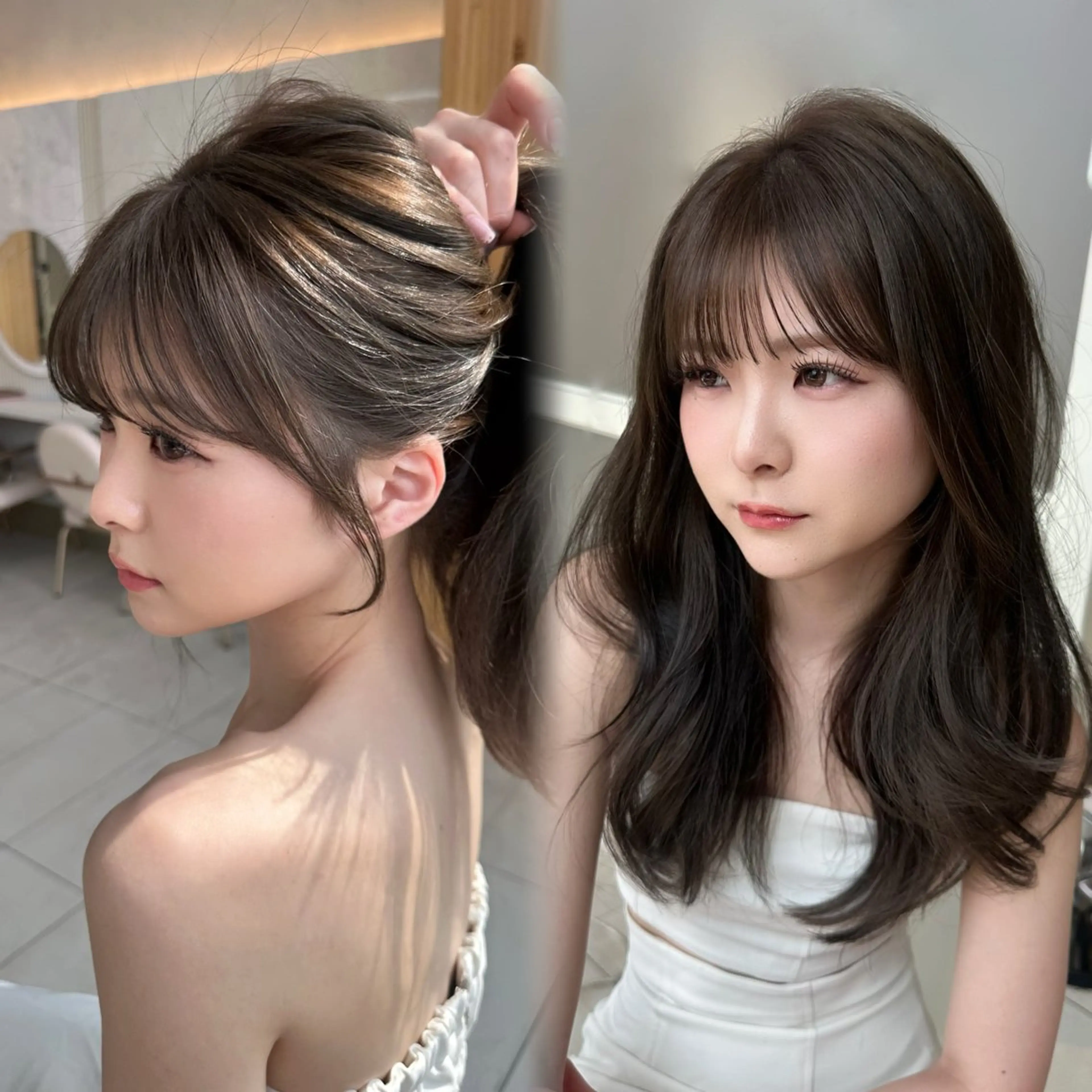 セミロング カラー 似合わせレイヤー/ 透明感カラーのヘアスタイル