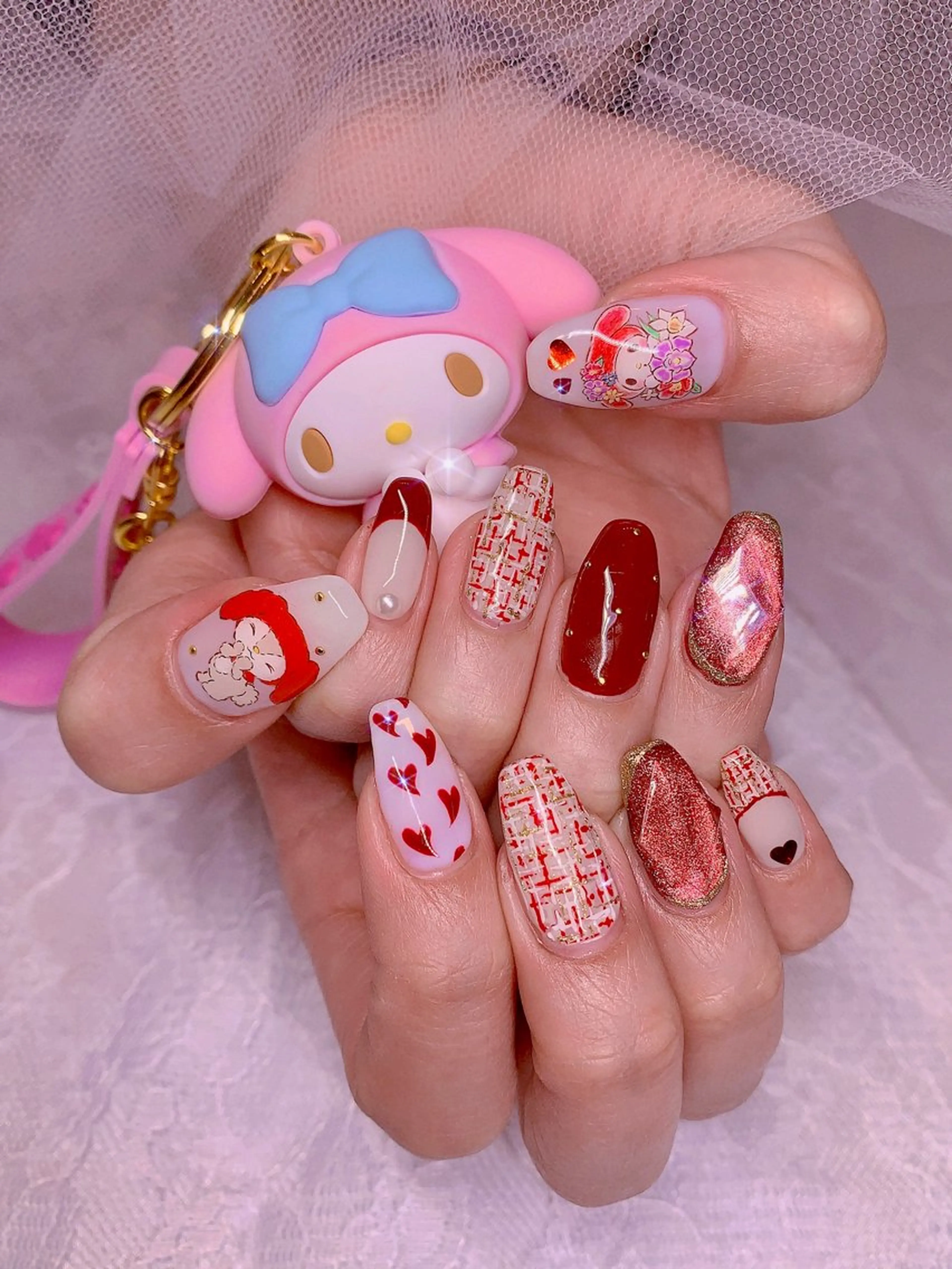 ネイル アートネイル キラキラネイル 韓国ネイル 持ち込み ぷっくりネイル 3Dアートネイル💗 都築レナのネイルデザイン