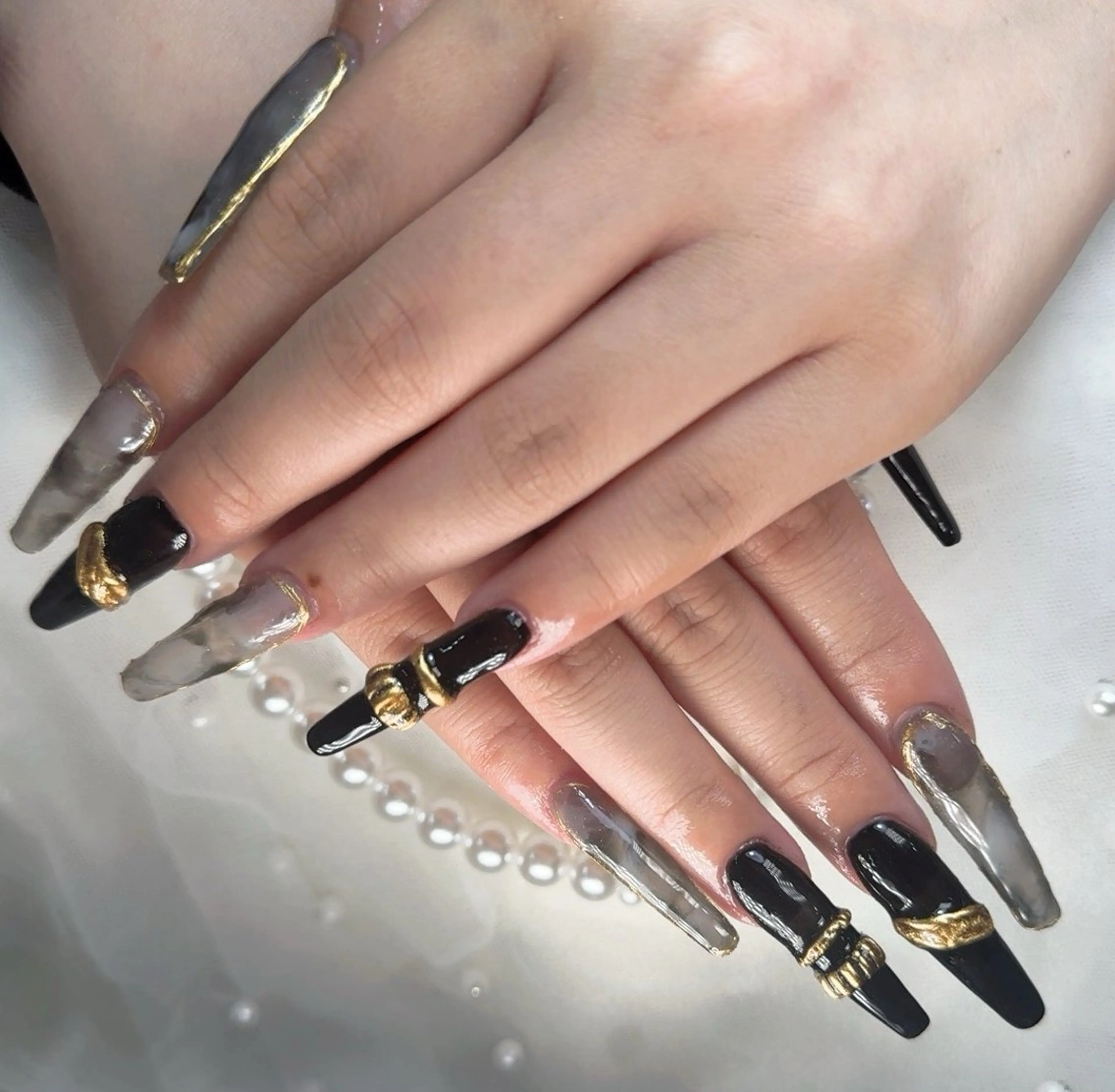 ネイル 長さ出し ハンドネイル リセス 高田馬場💎のネイルデザイン