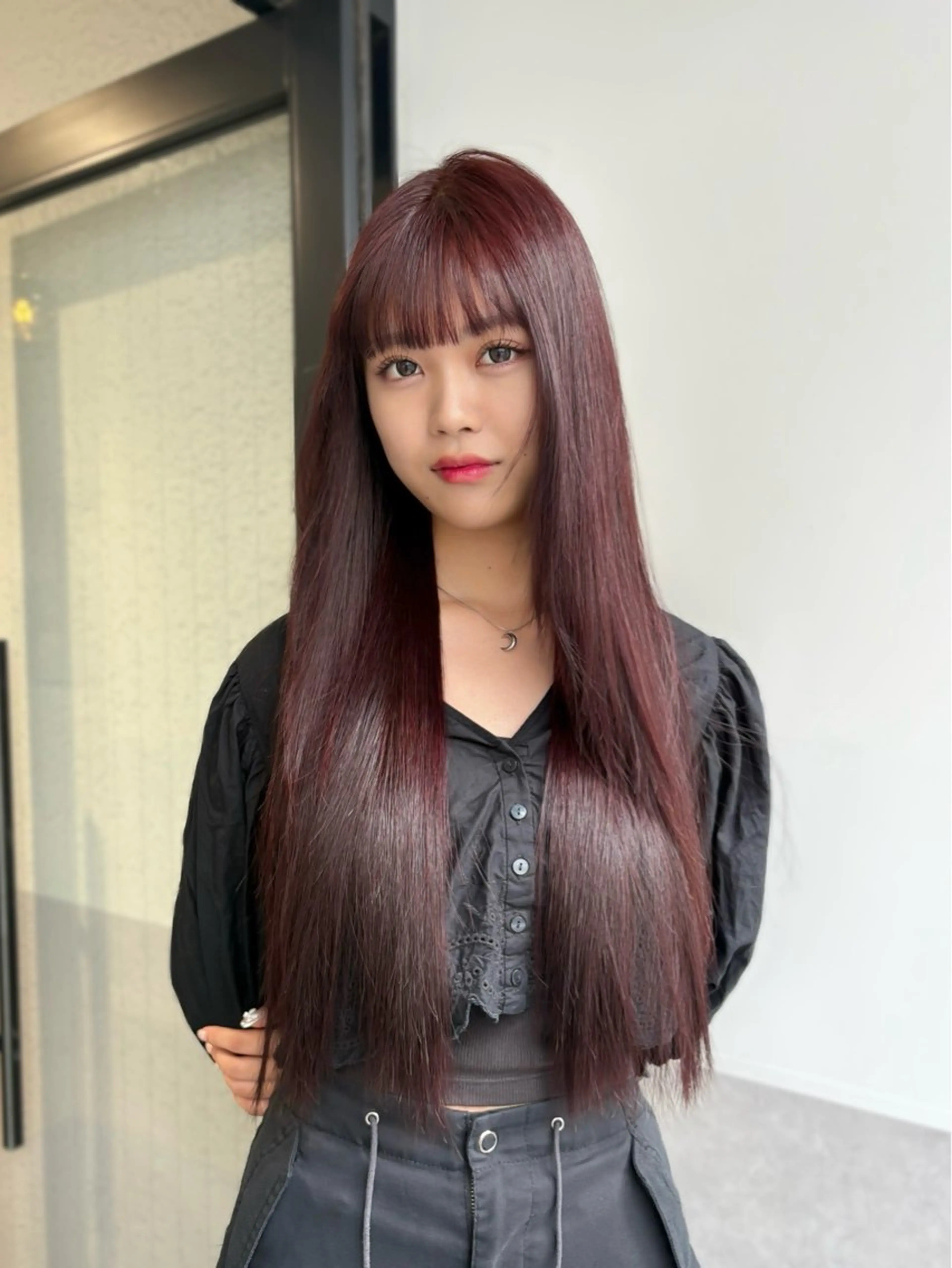 ロング カラー レッドカラー ヘアカラー レイヤー/艶カラー/ KIHO🥥︎のヘアスタイル