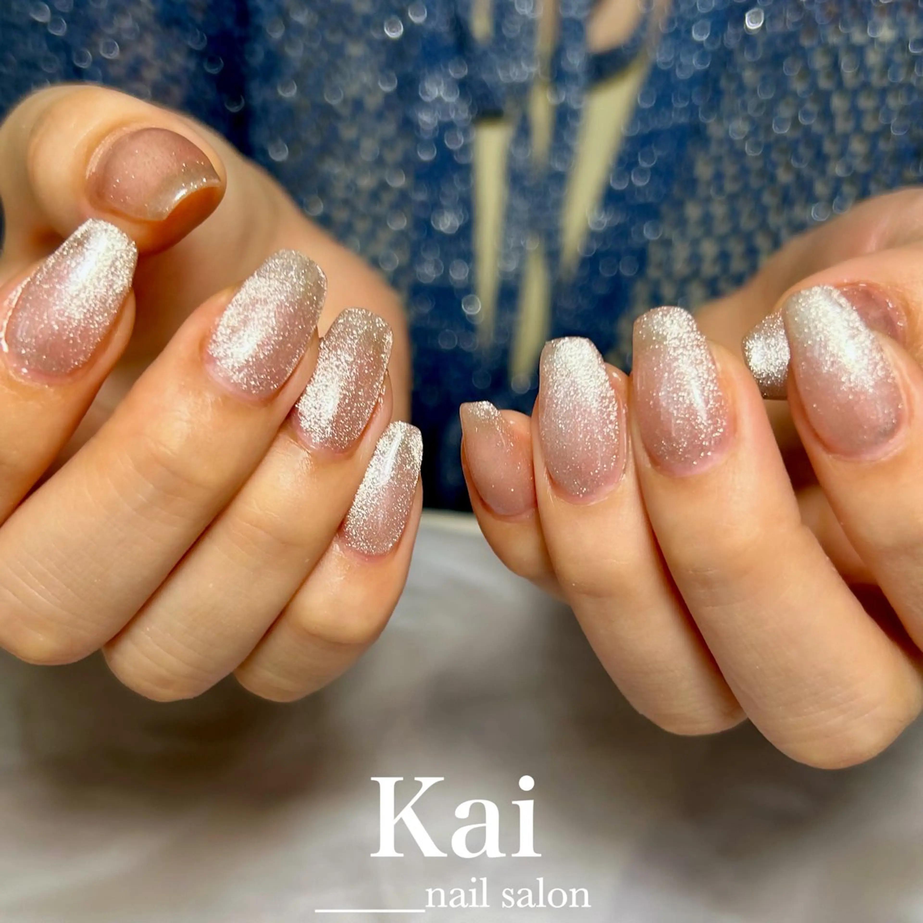 ネイル フレンチネイル 韓国ネイル マグネットネイル ミラーネイル ピンク ハンドネイル Kai  nail Mayukoのネイルデザイン