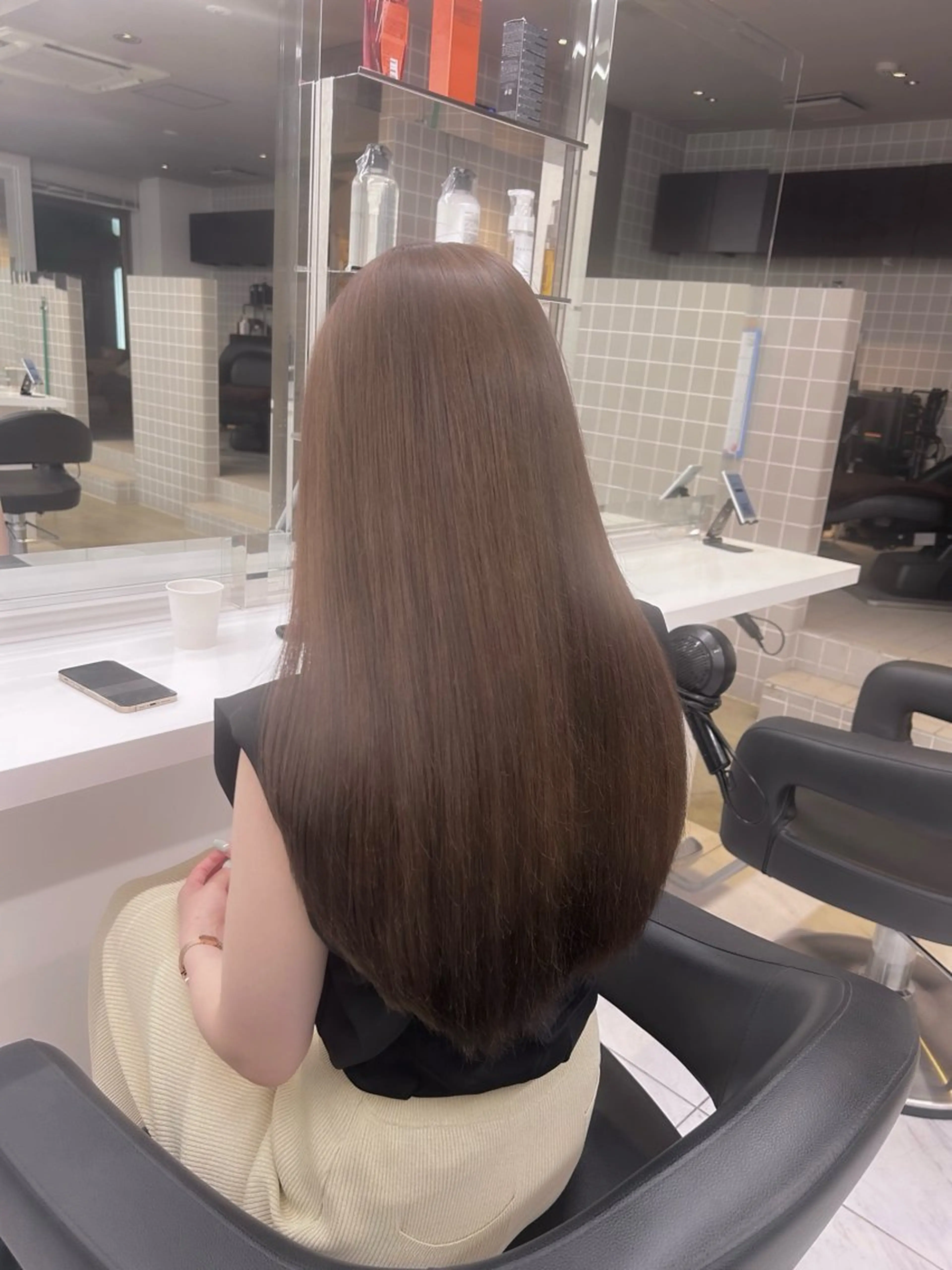 ロング カラー パーマ ヘアアレンジ メンズ キッズ ブリーチなしカラー/ ブラウン/レイヤーのヘアスタイル