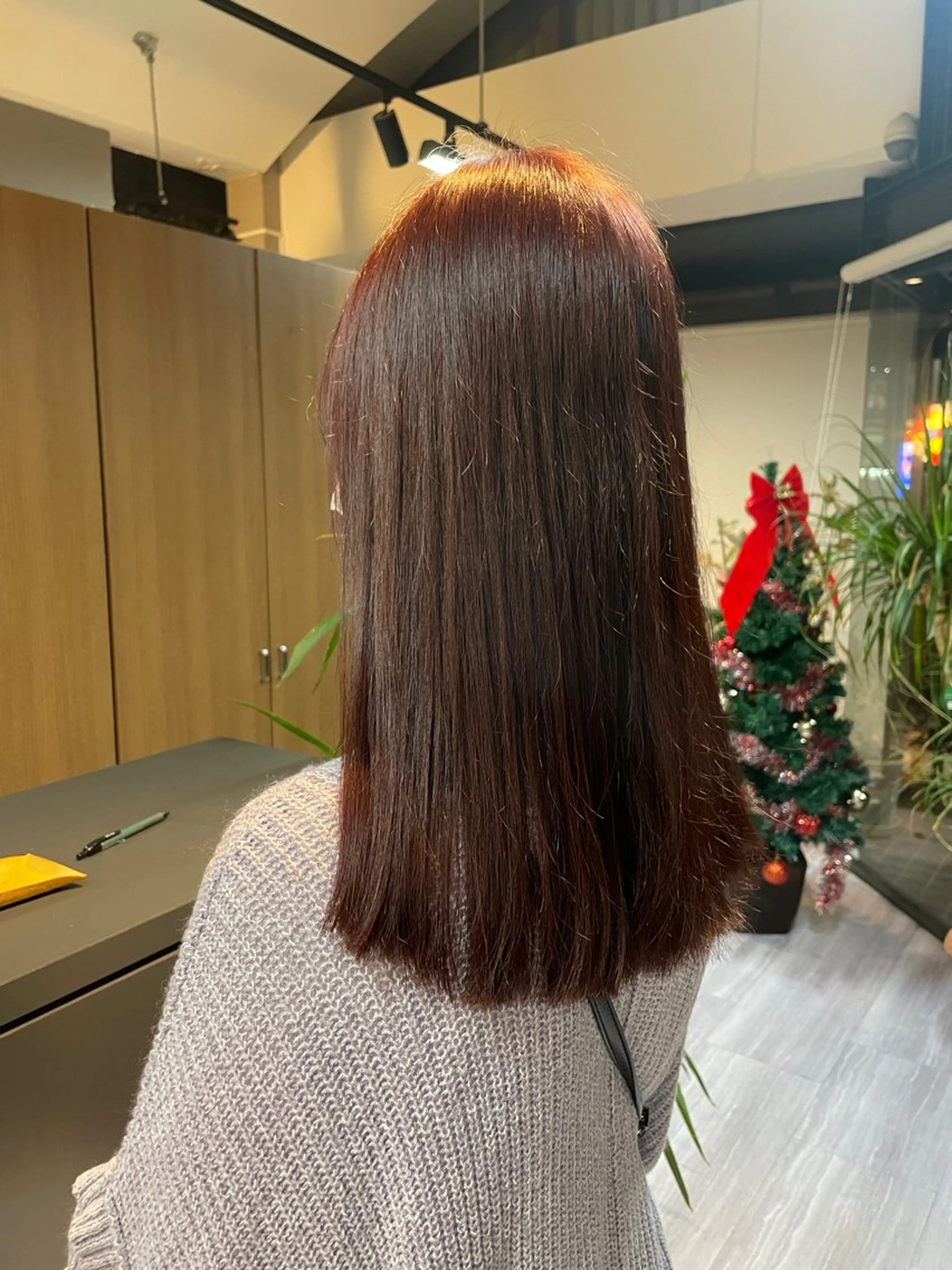 ミディアム カラー ブラウンカラー レッドカラー マキノ キョウカのヘアスタイル