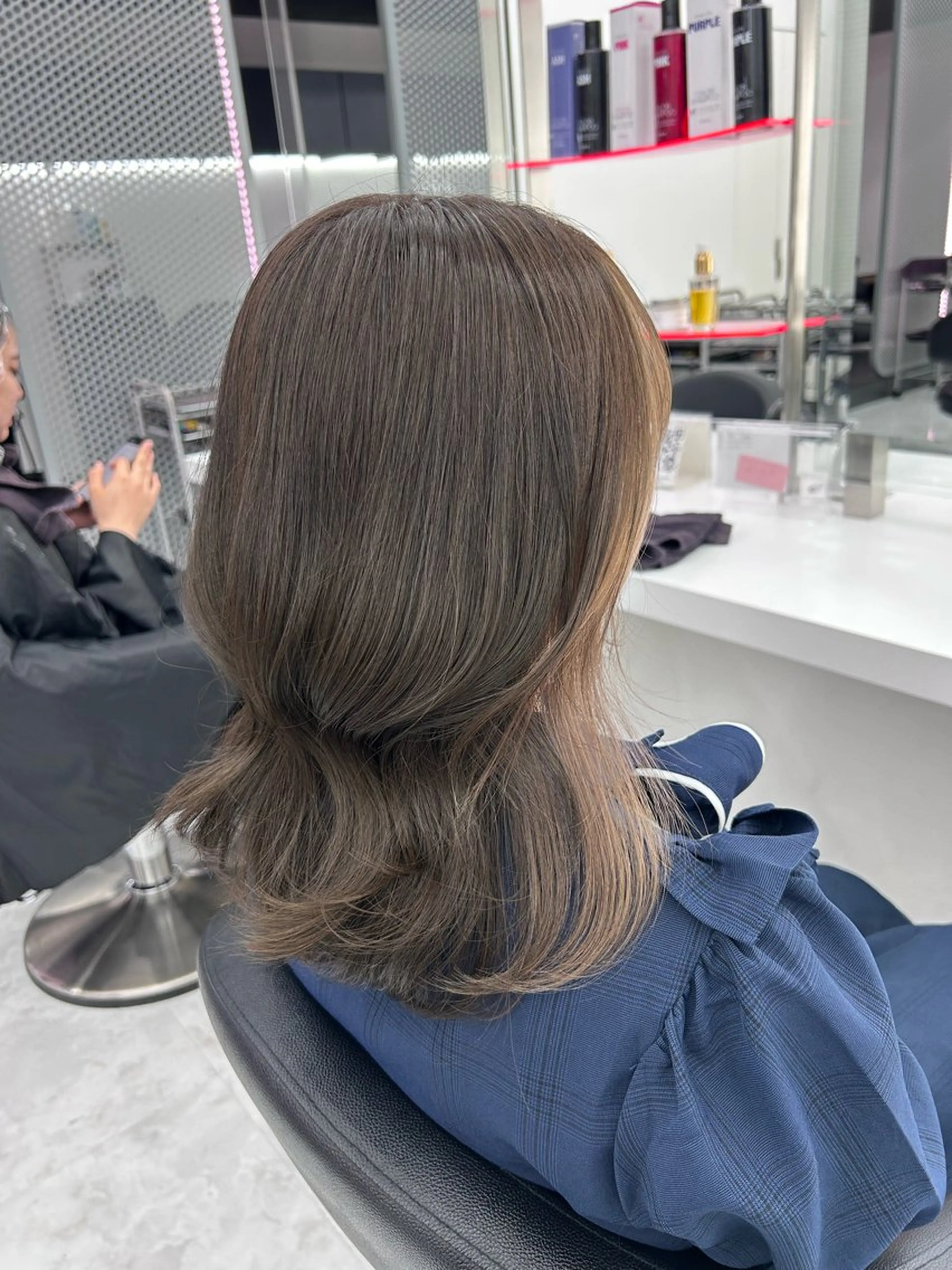 ミディアム カラー パーマ ヘアアレンジ メンズ キッズ ブリーチなしカラー/ ブラウン/レイヤーのヘアスタイル