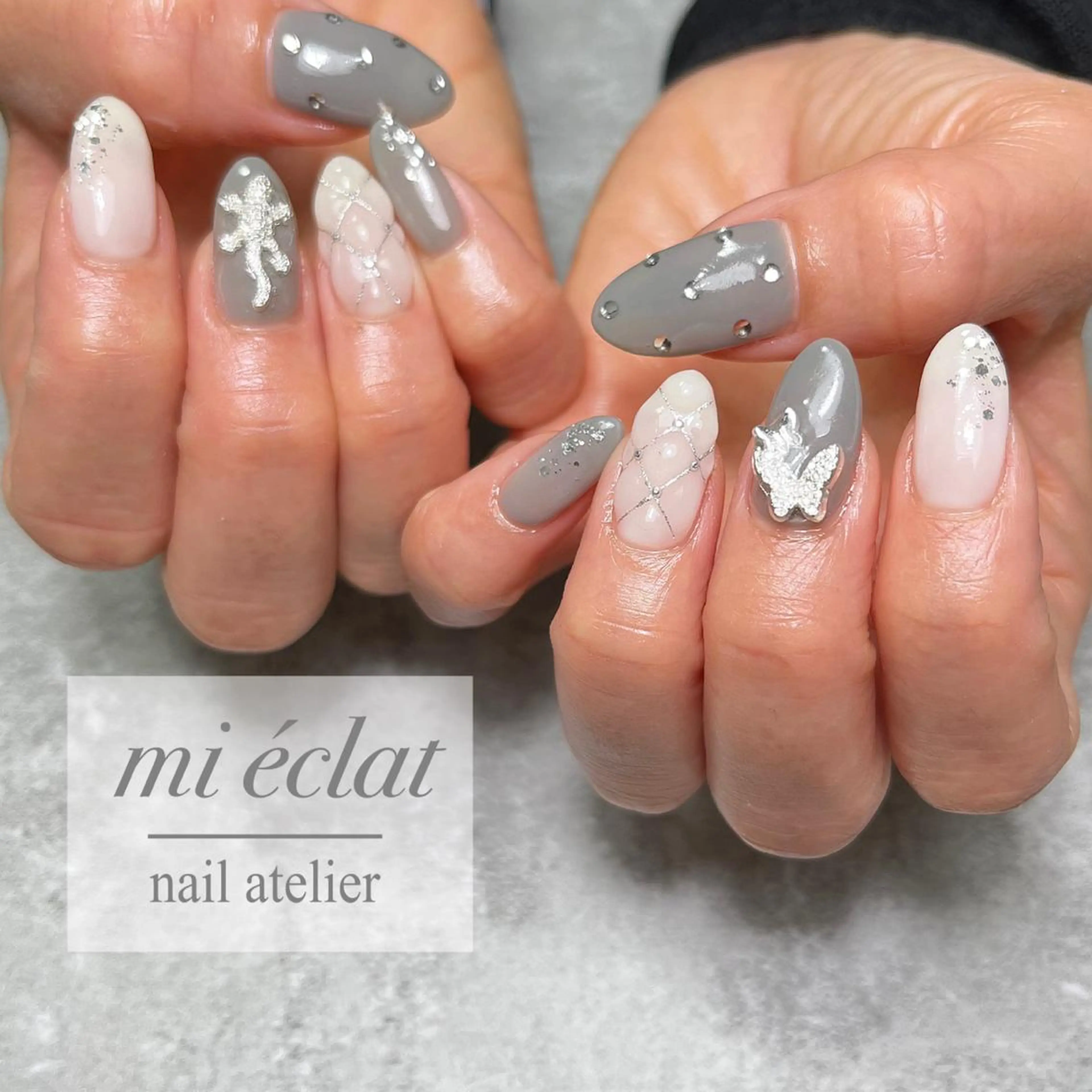 ネイル アートネイル ブラウン 桜ネイル フレンチネイル ジェルネイル mi éclat ミ　エクラのネイルデザイン