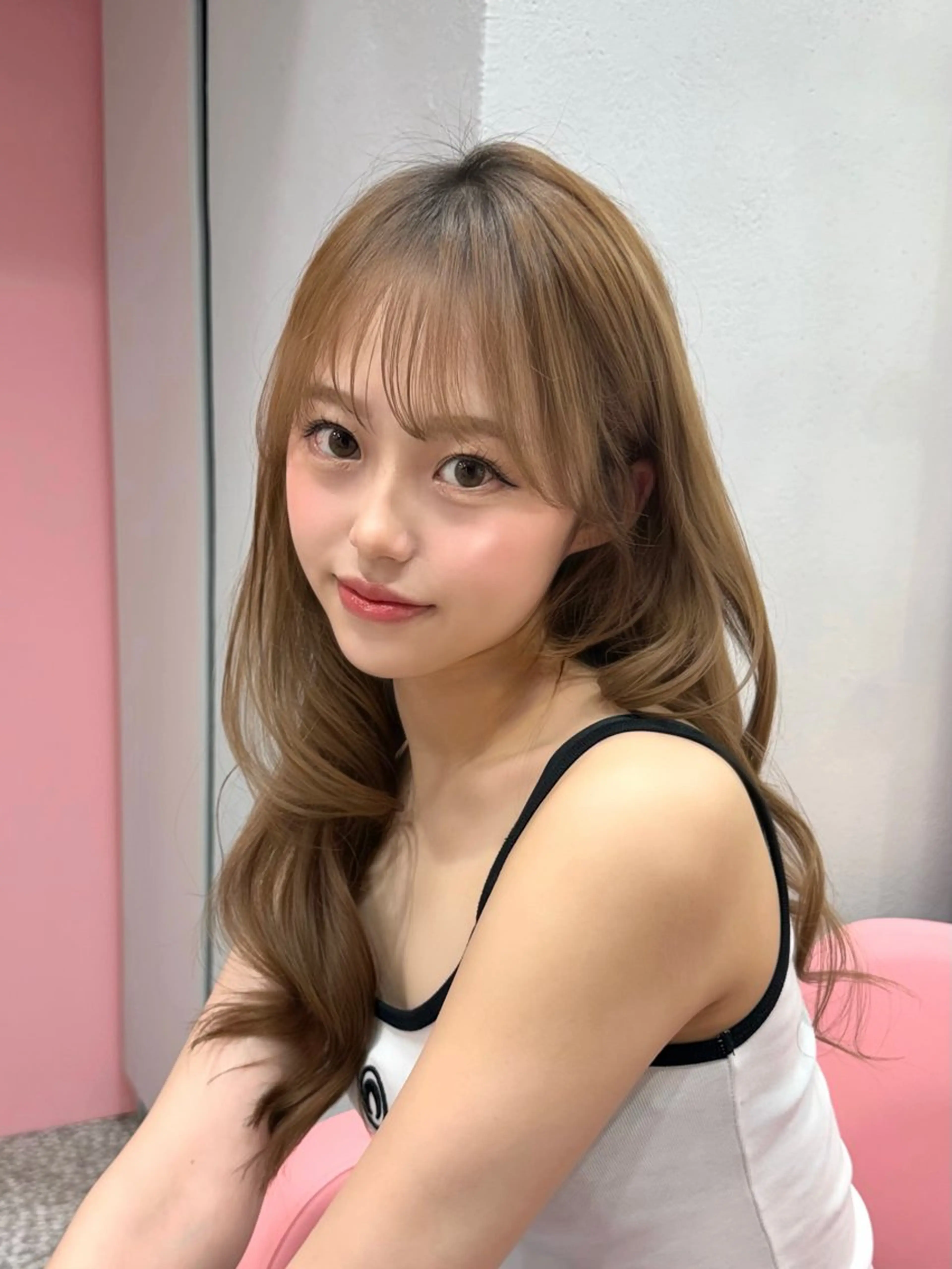 セミロング カラー ベージュカラー ブリーチ ブラウンカラー チョコレートブラウン 透明感カラー ヘアカラー 渋谷/韓国ヘア/ 顔まわり♡Ayakaのヘアスタイル