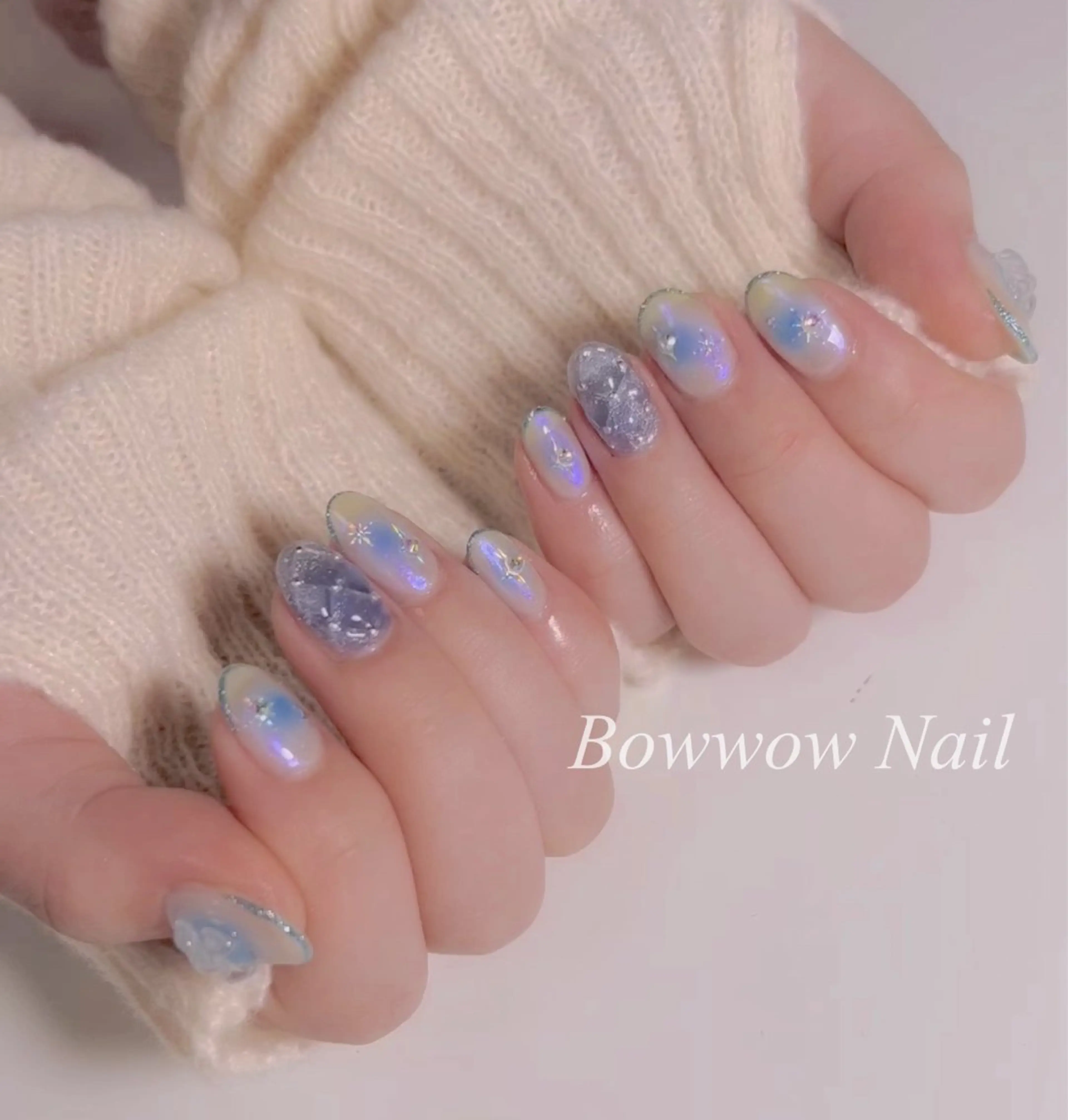 ネイル チークネイル 長さ出し マグネットネイル Bow wow Nail さや🧸のネイルデザイン
