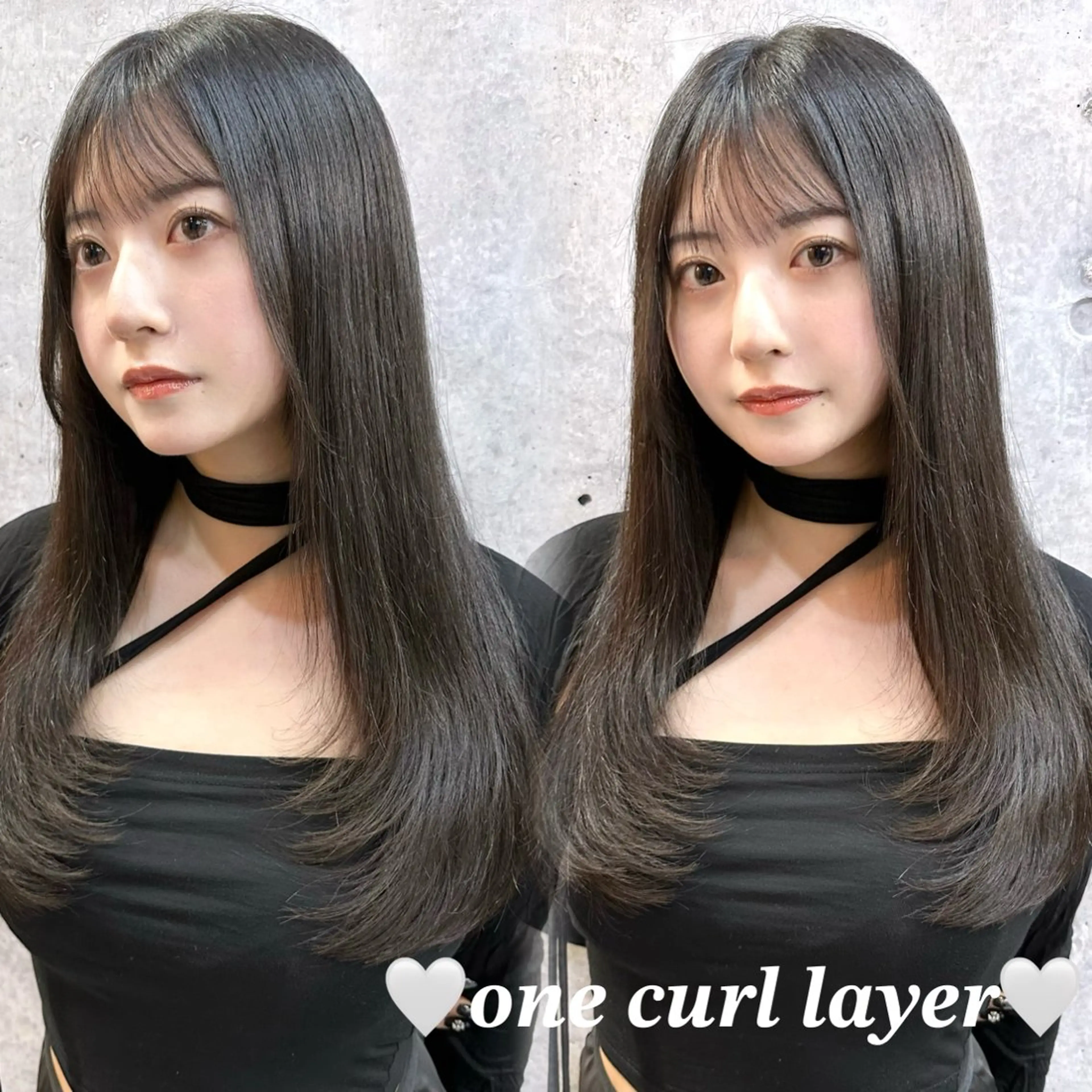 セミロング カット ヘアカラー トリートメント 韓国/ワンホンヘア 髪質改善/MaCoのヘアスタイル