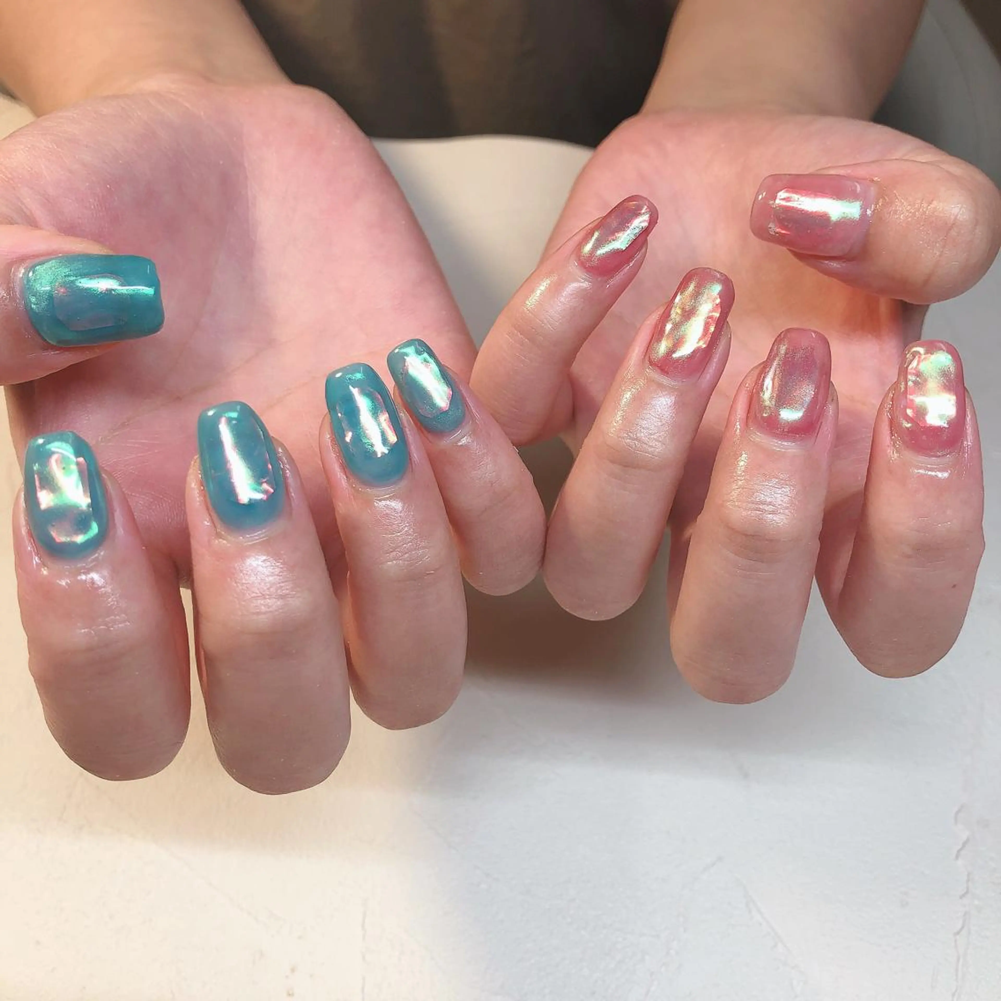 ネイル オーロラネイル ジェルネイル ソフトジェル ハンドネイル nails 🎀meのネイルデザイン