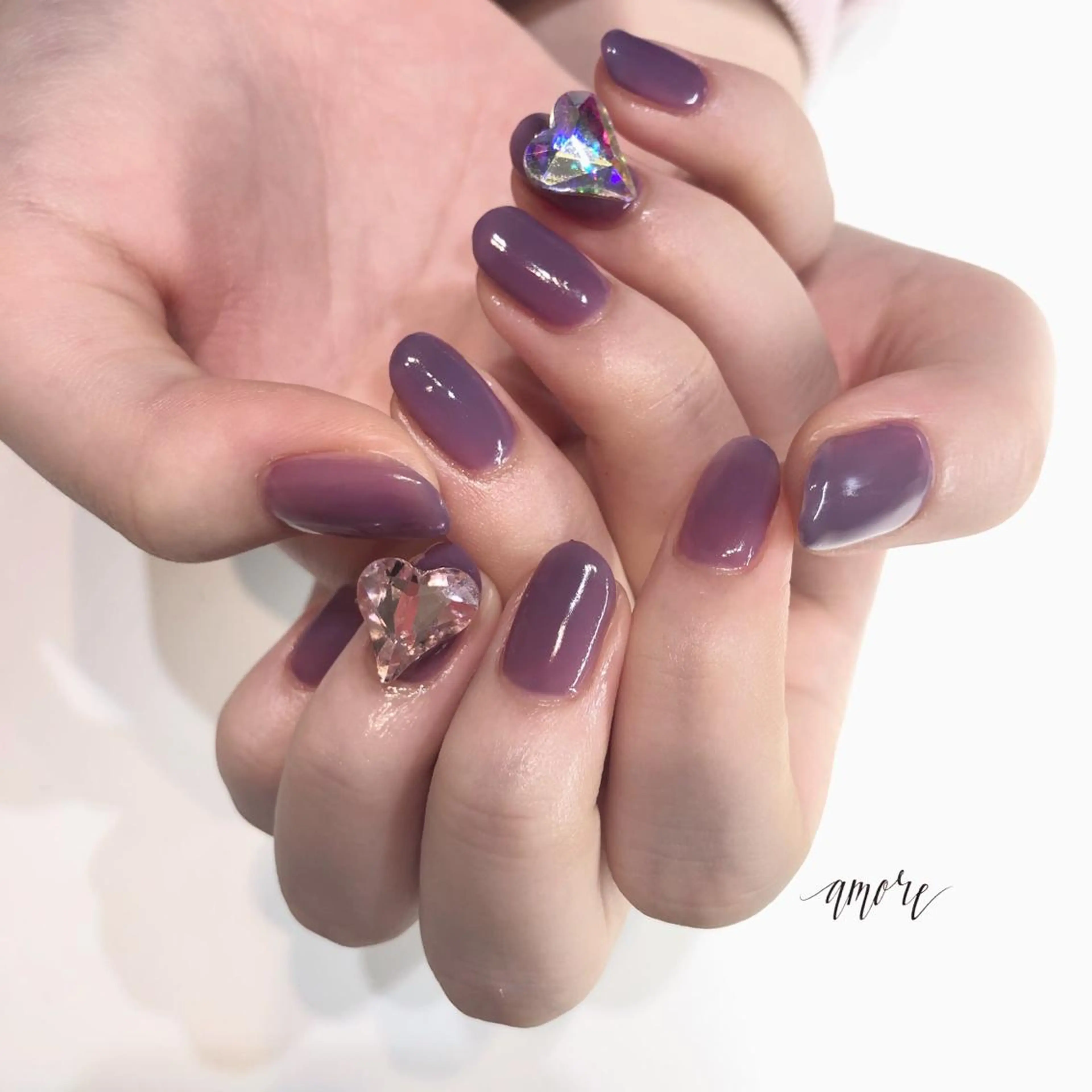 ネイル ジェルネイル ハート キラキラネイル 韓国ネイル ニュアンスネイル You kyehwaのネイルデザイン