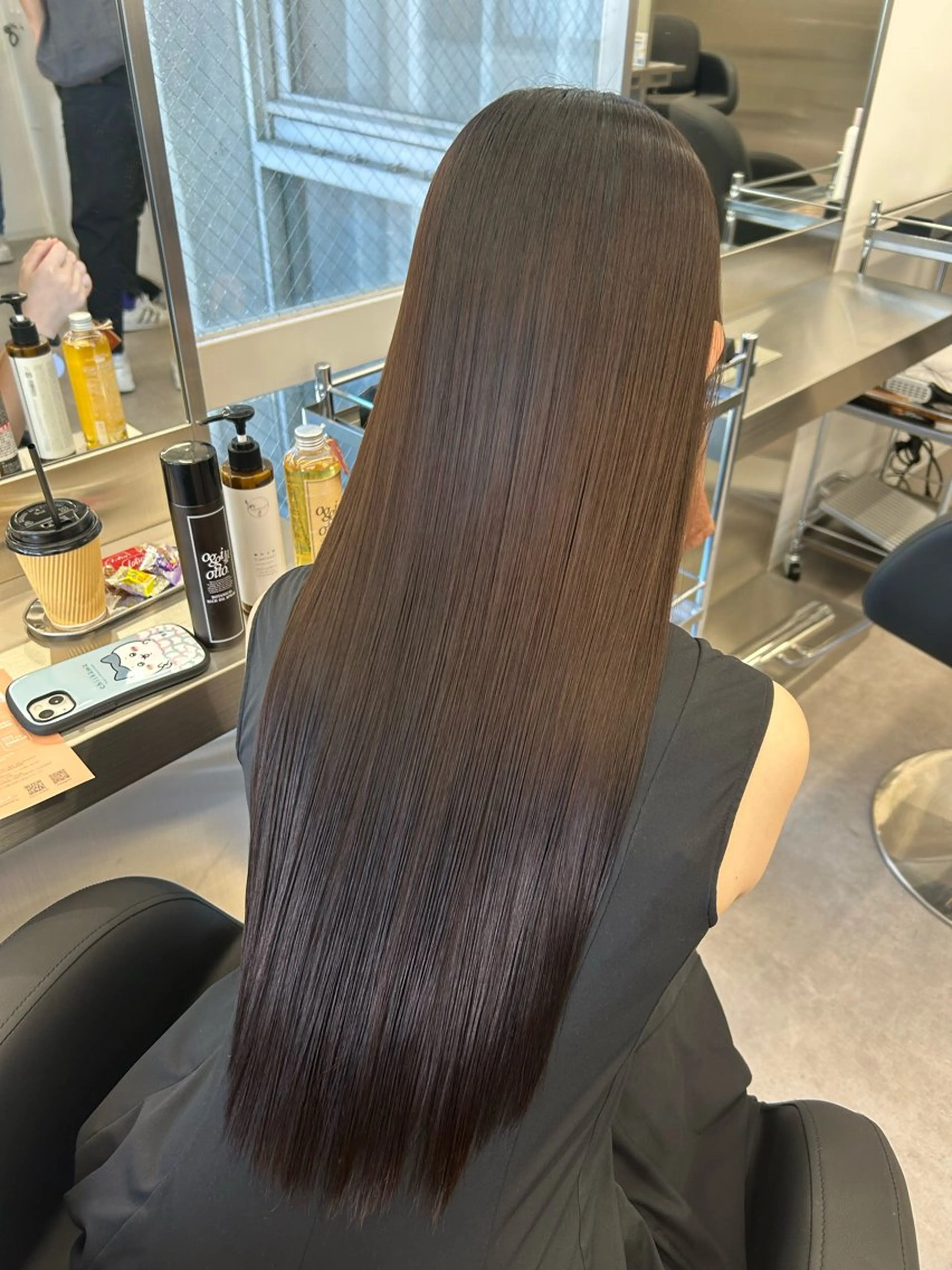 ロング カット ヘアカラー 最高級人毛 100%エクステ茉央のヘアスタイル