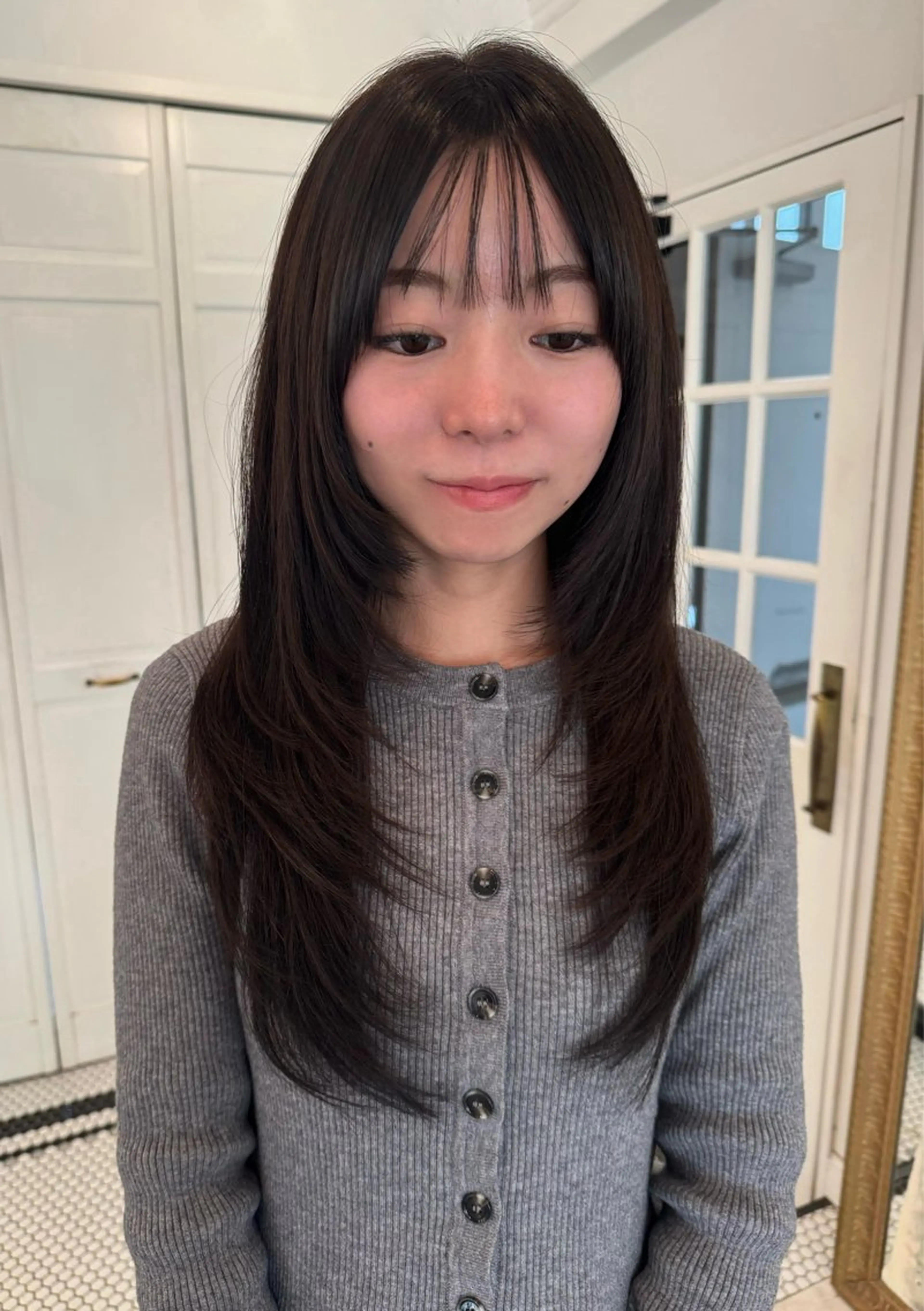 ロング カラー カット ヘアカラー ブリーチカラー🎀 韓国風/寺門美優のヘアスタイル