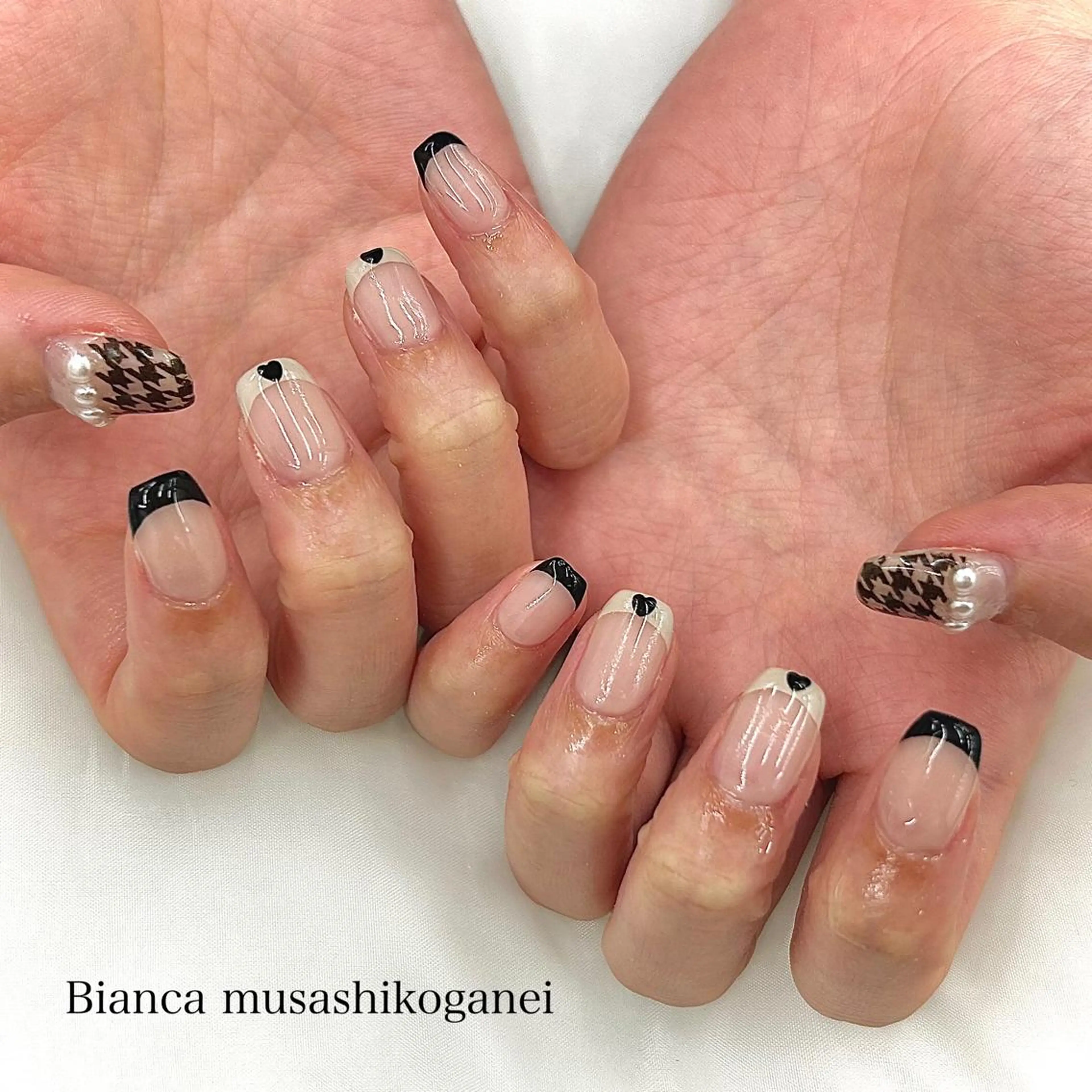 ネイル ハート ハンドネイル Bianca 武蔵小金井　ほしののネイルデザイン