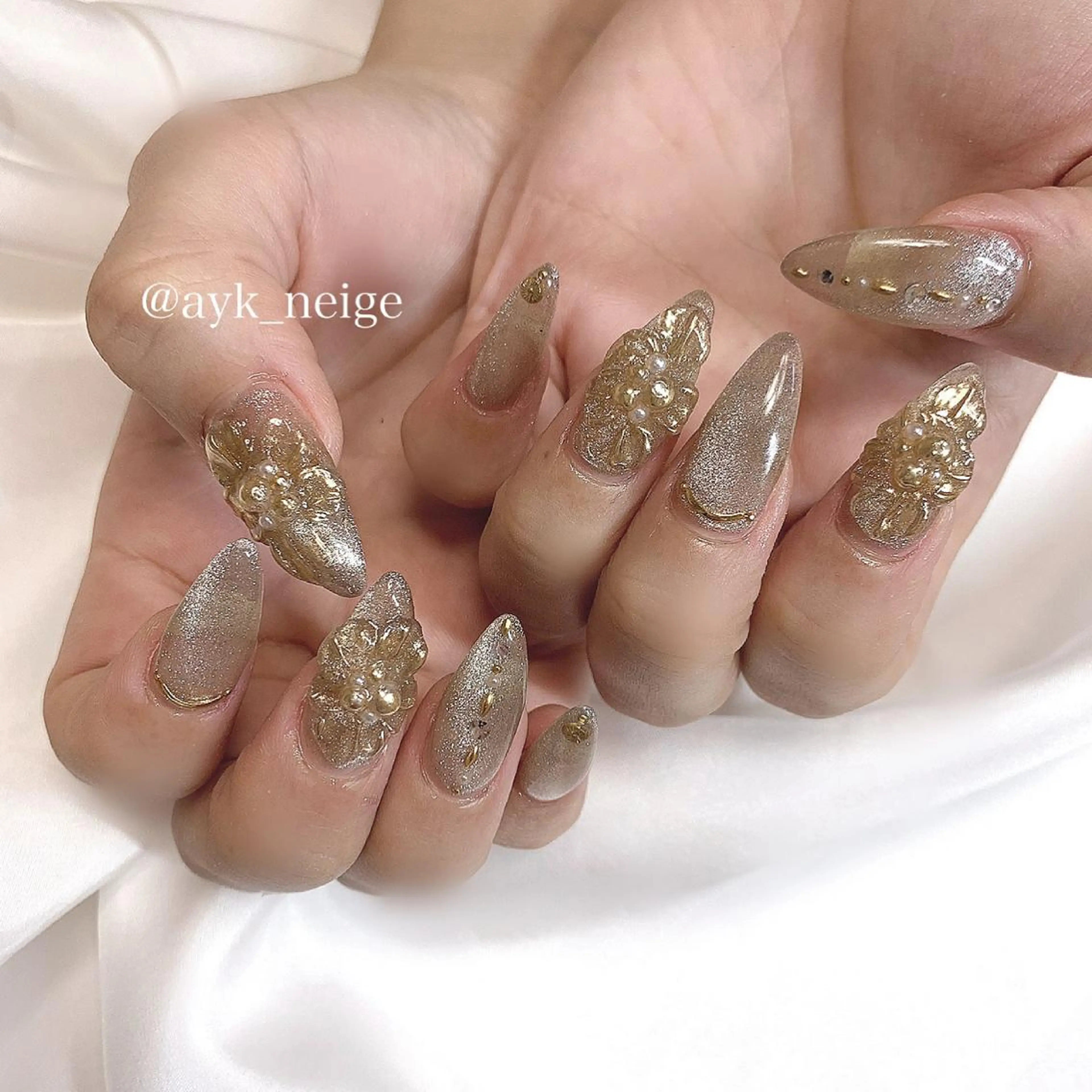 ネイル フットネイル 氷ネイル・うるうるネイル 韓国ネイル マグネットネイル 冬ネイル n'eige nail所属・大谷 綾香のネイルデザイン